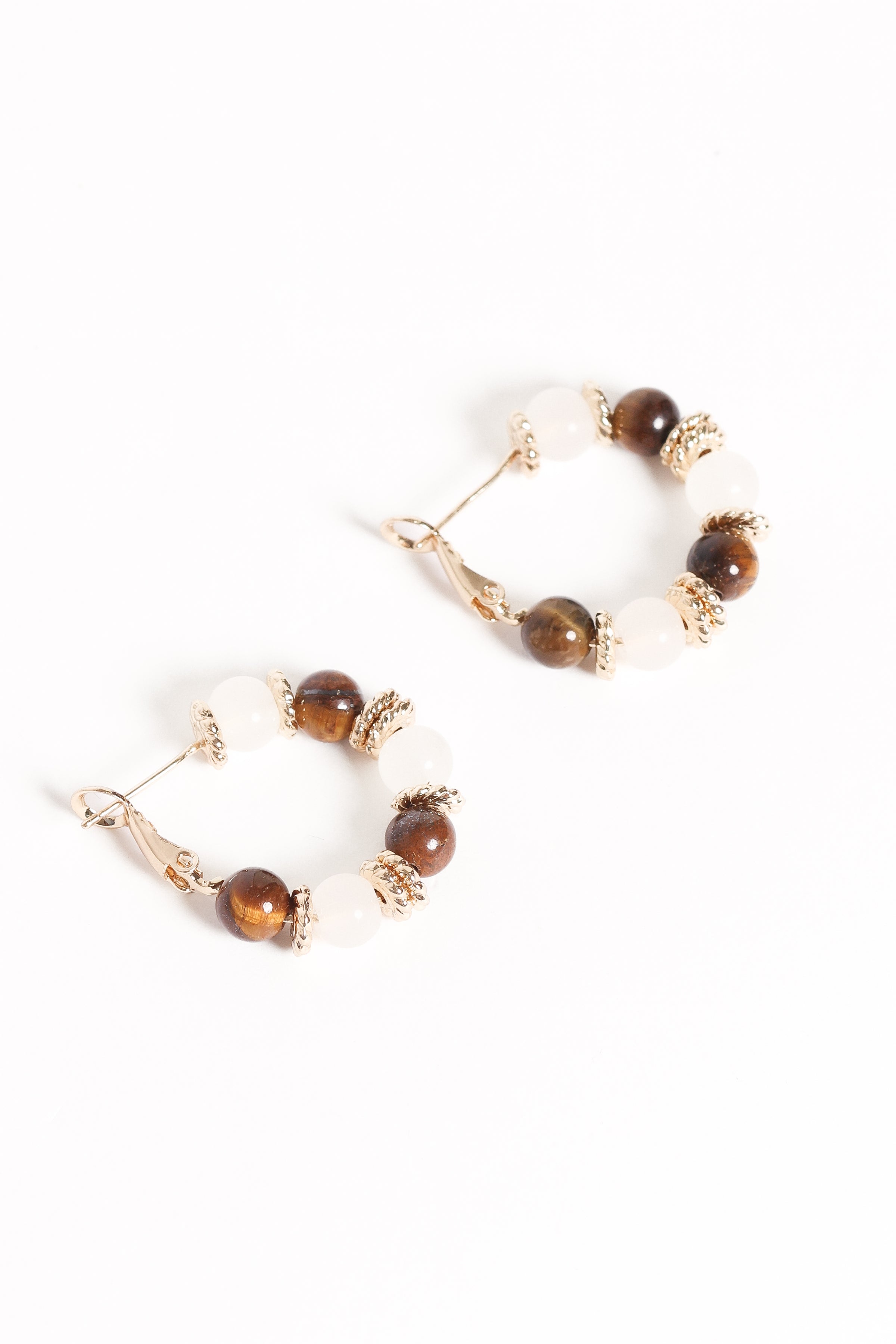 Aster Bead Earrings - Gold/Brown
