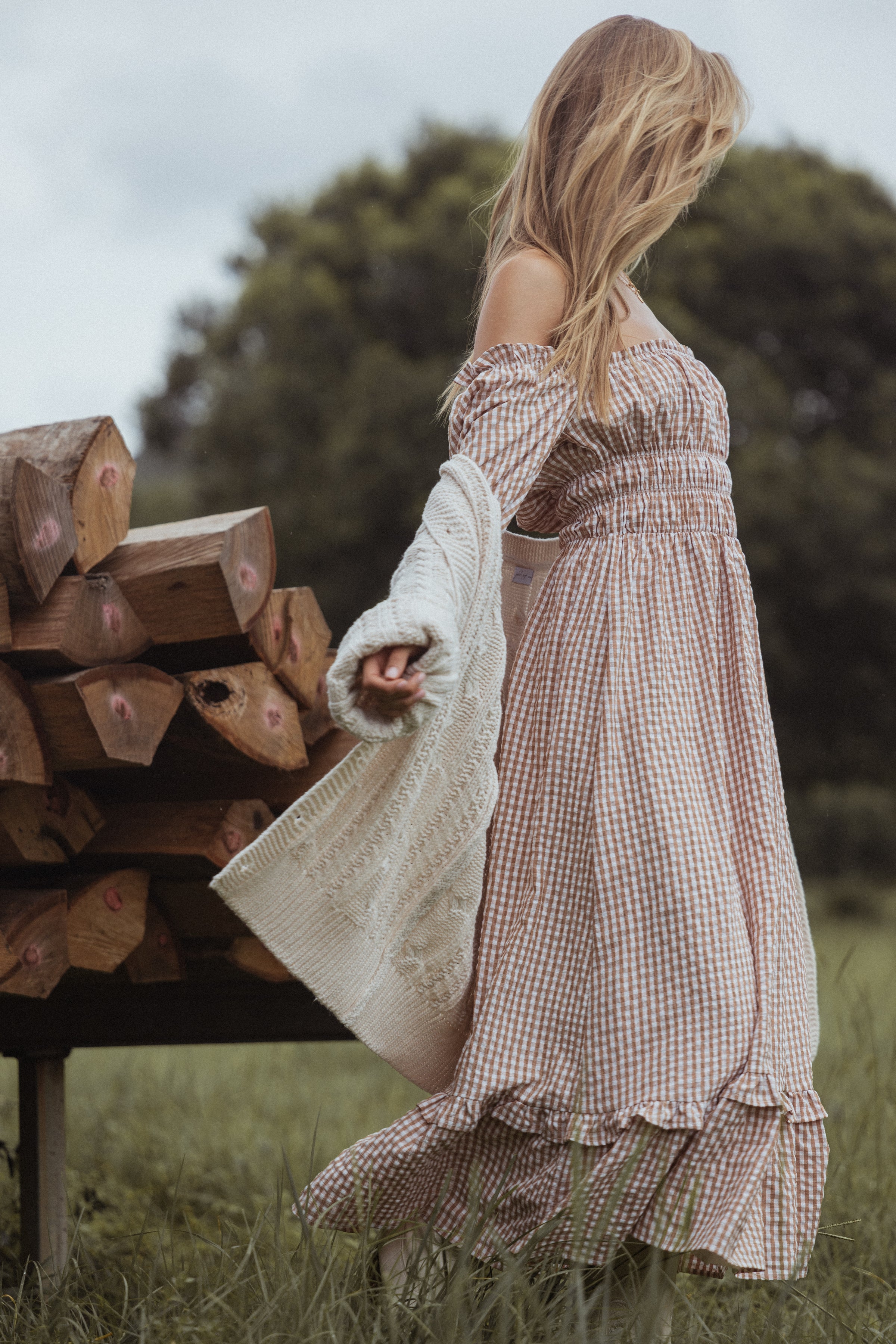 Torrie Maxi Dress - Brown Check