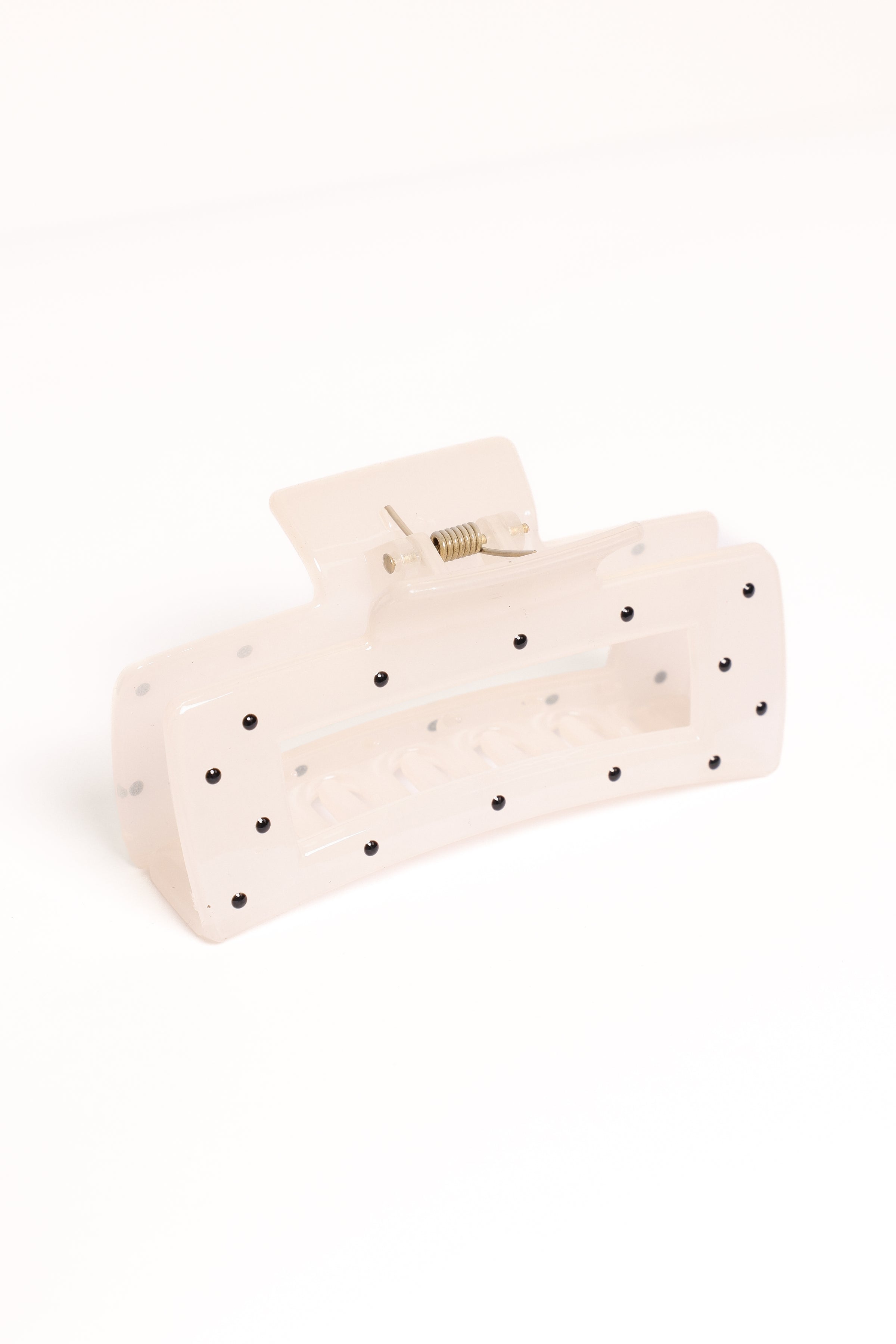 Avah Hair Clip - White Polka Dot
