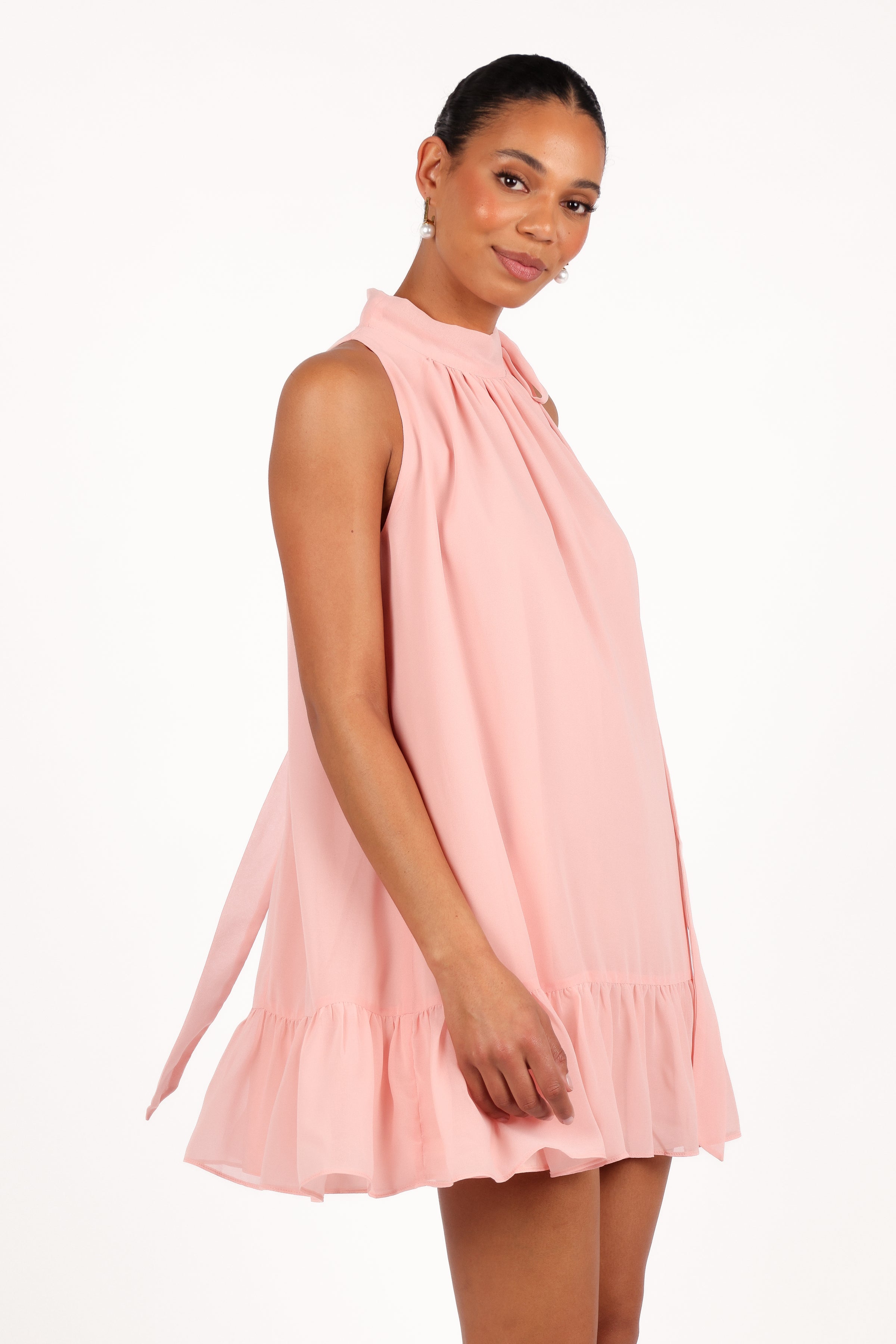 Victoria Halterneck Mini Dress - Petal Pink