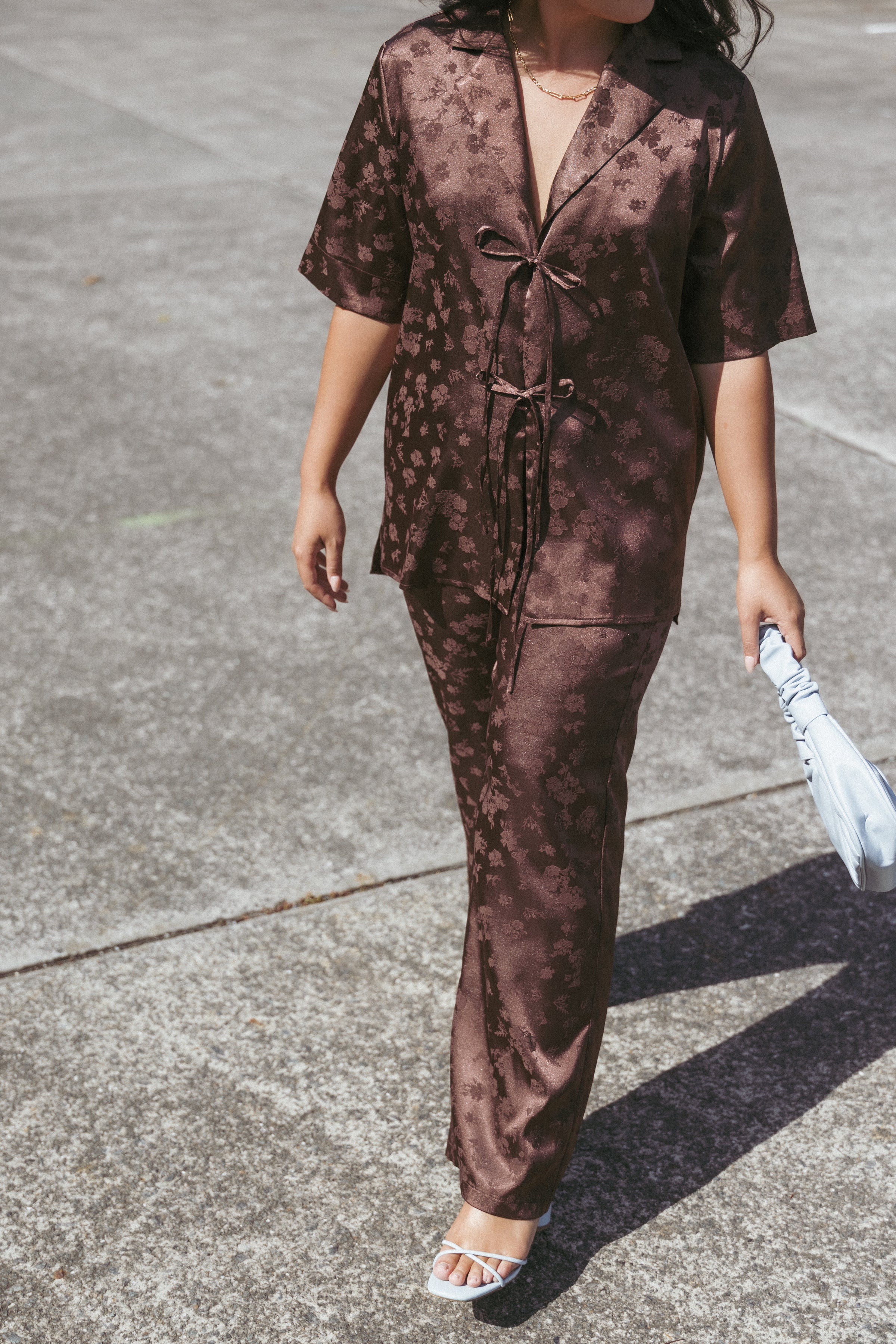 Aaliyah Satin Pants - Chocolate