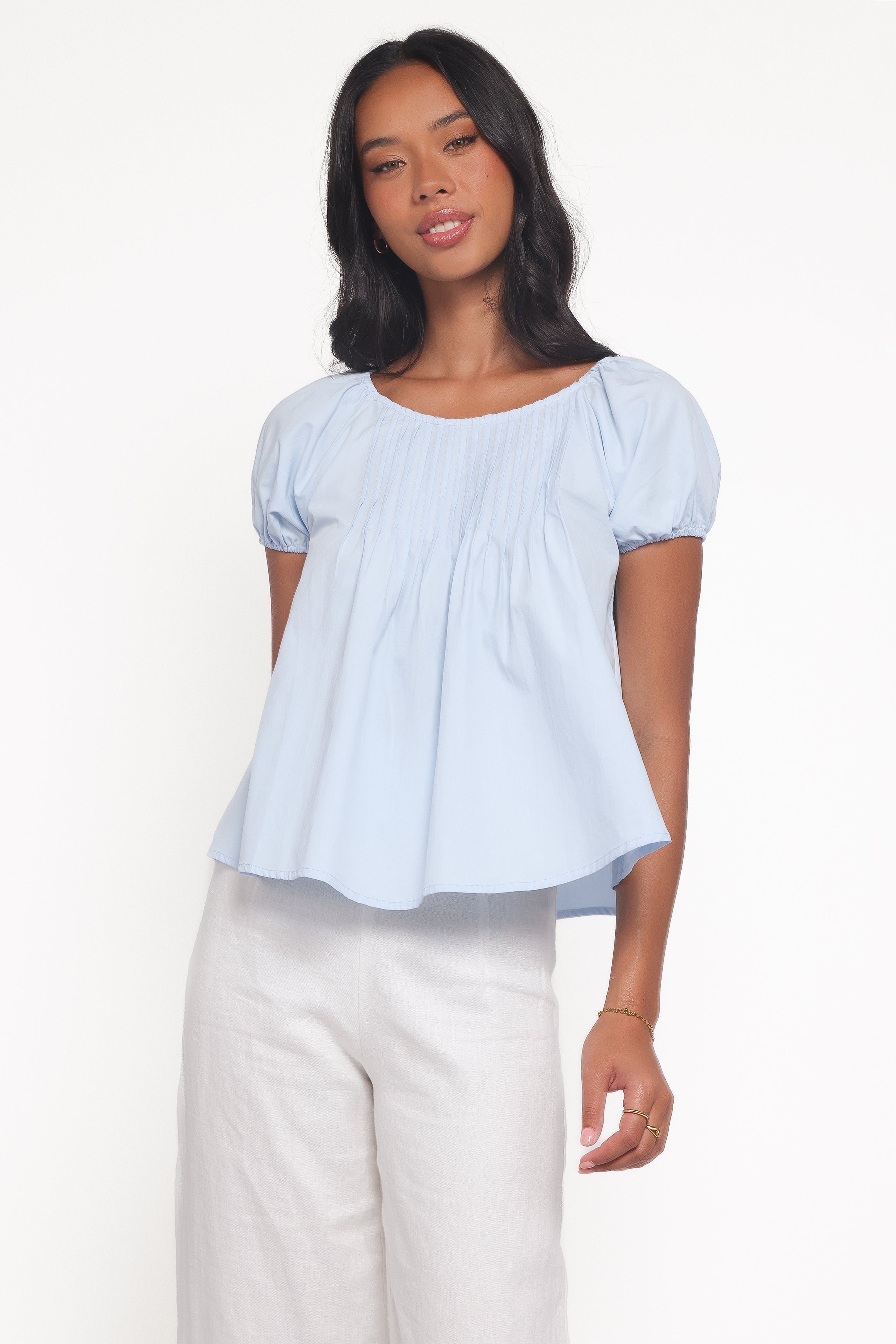 Abbot Pleated Top - Blue