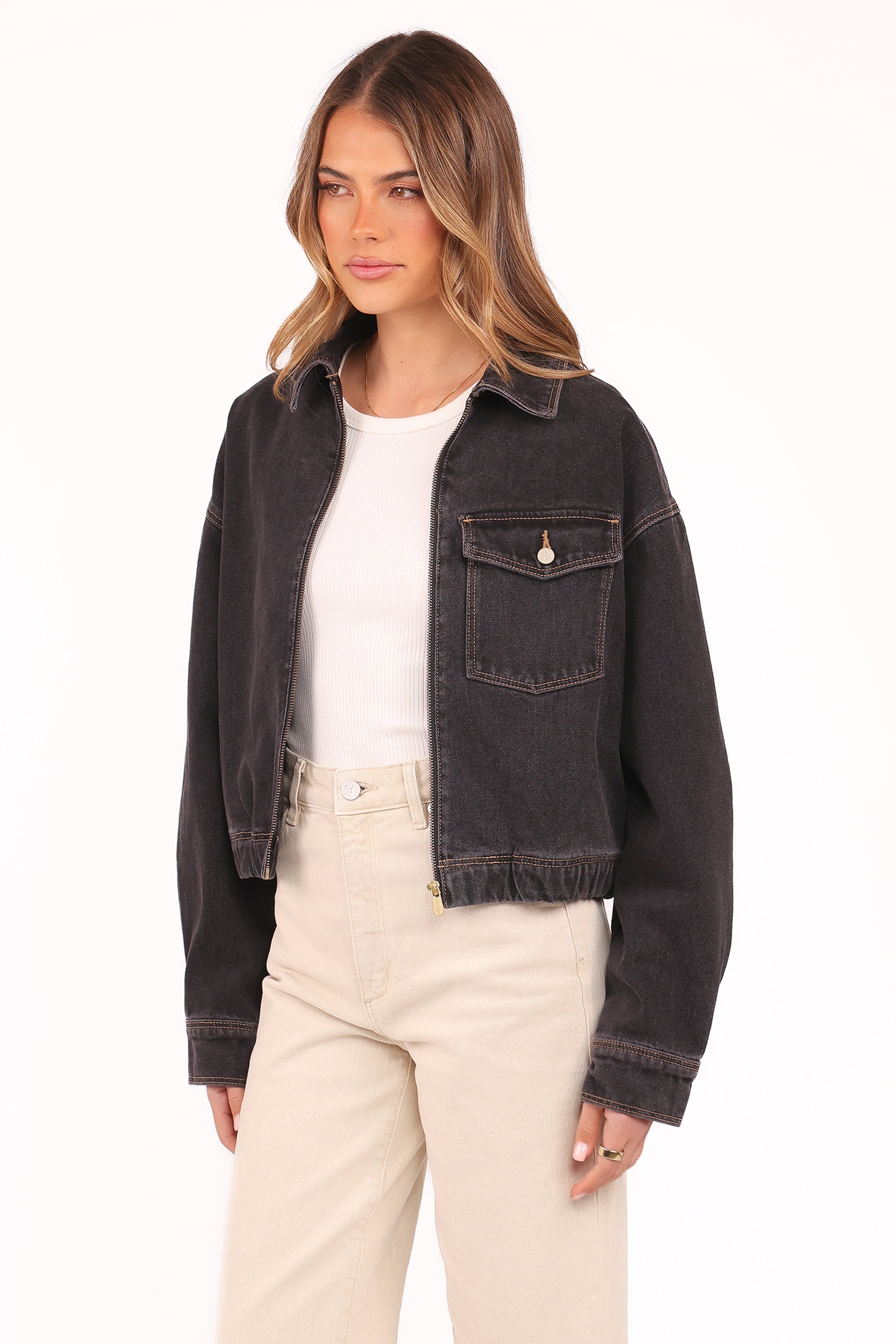 Abrand Denim Bomber Jacket - Cara Washed Black