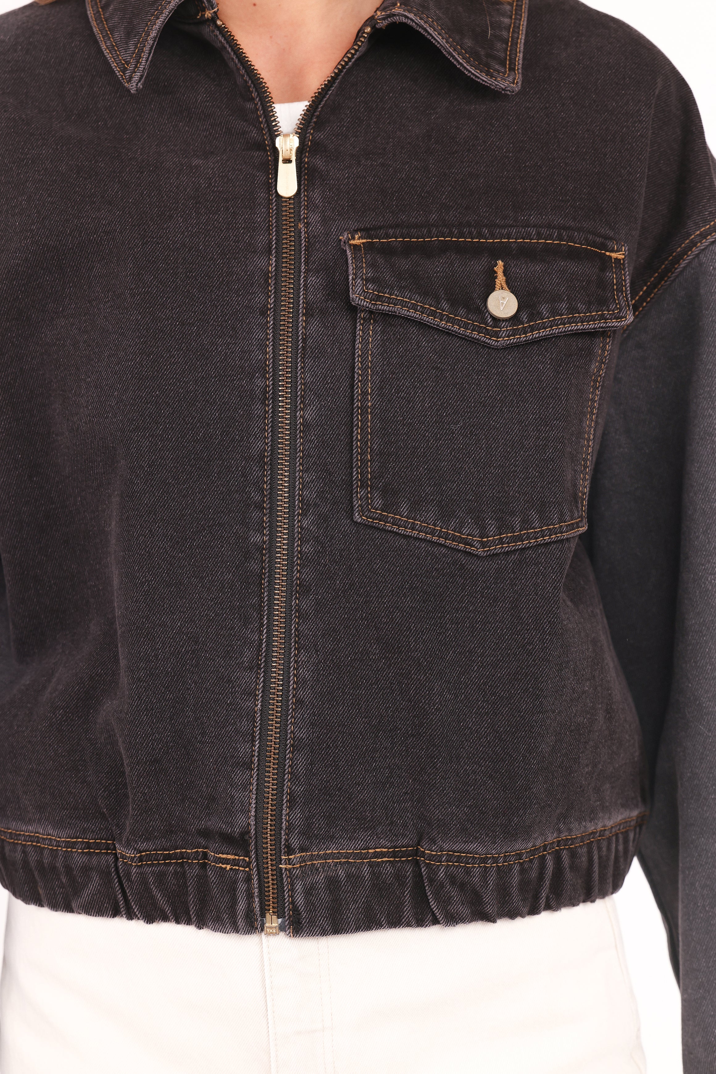 Abrand Denim Bomber Jacket - Cara Washed Black