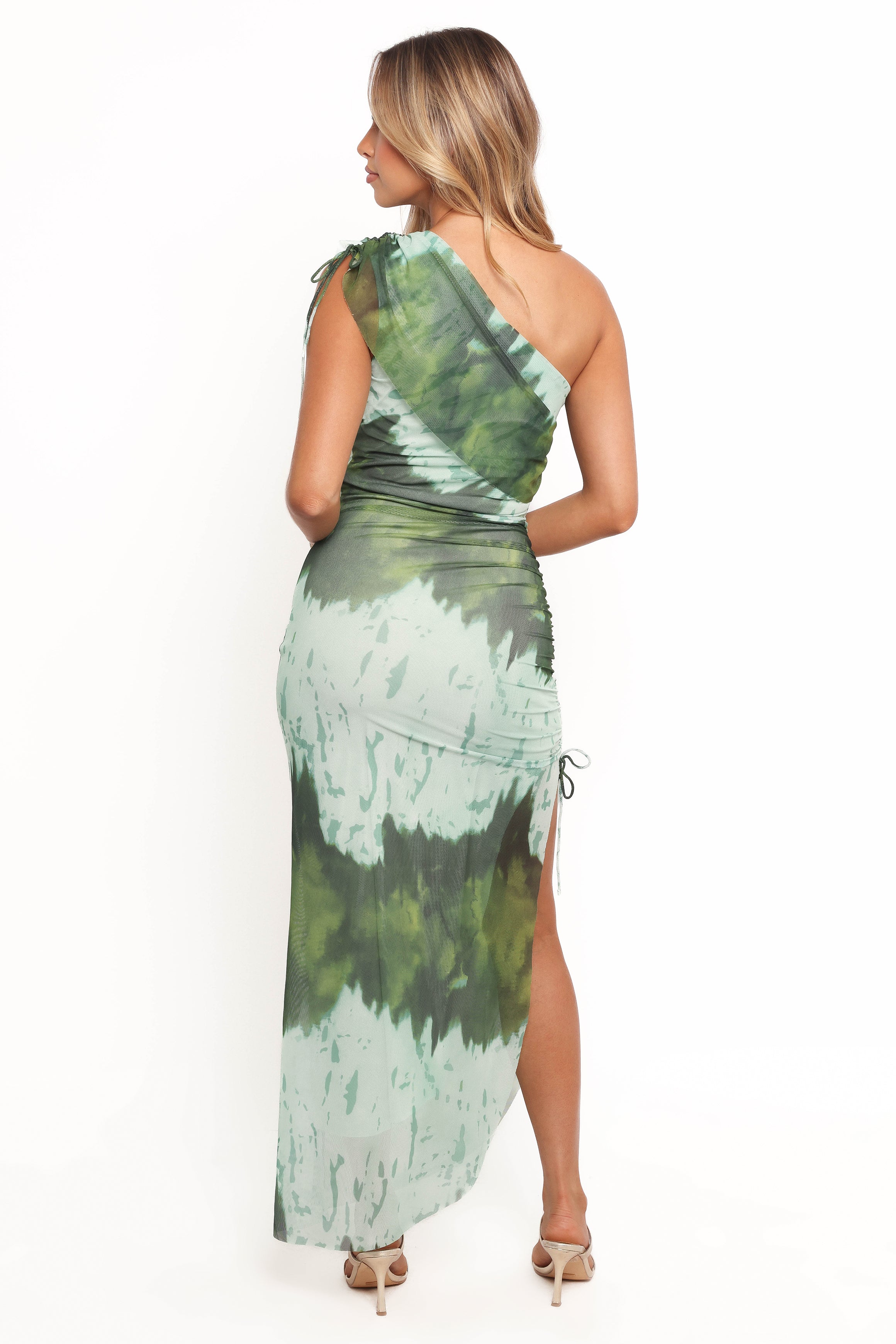 Adalynn One Shoulder Midi Dress - Blue/Green