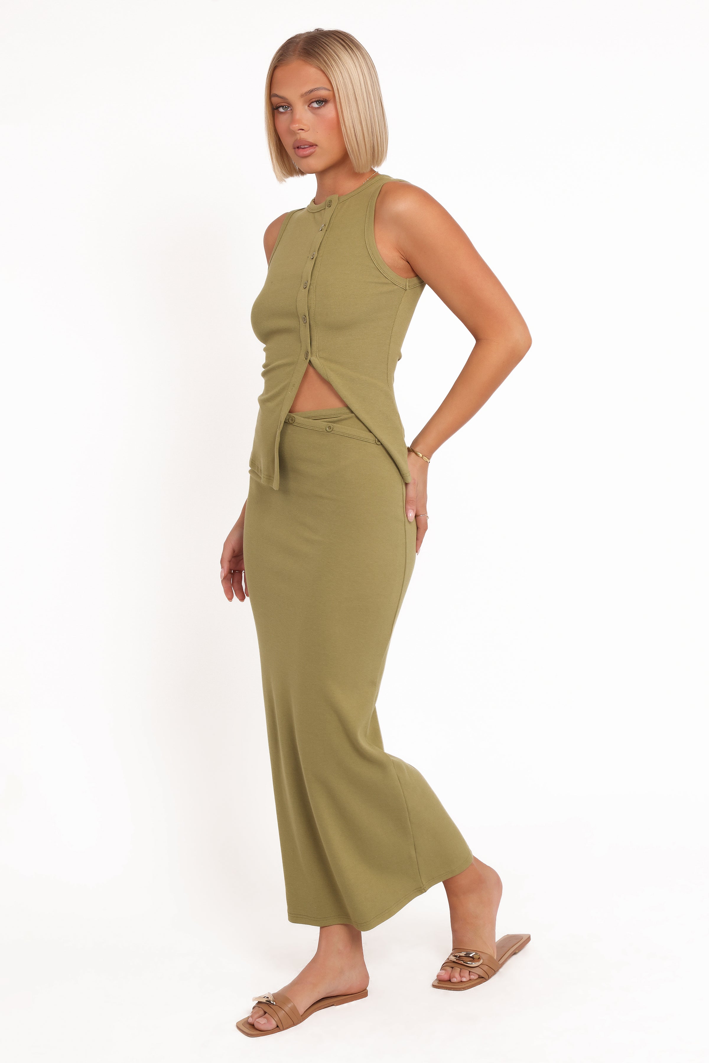 Adeline Two Piece Set - Olive Green