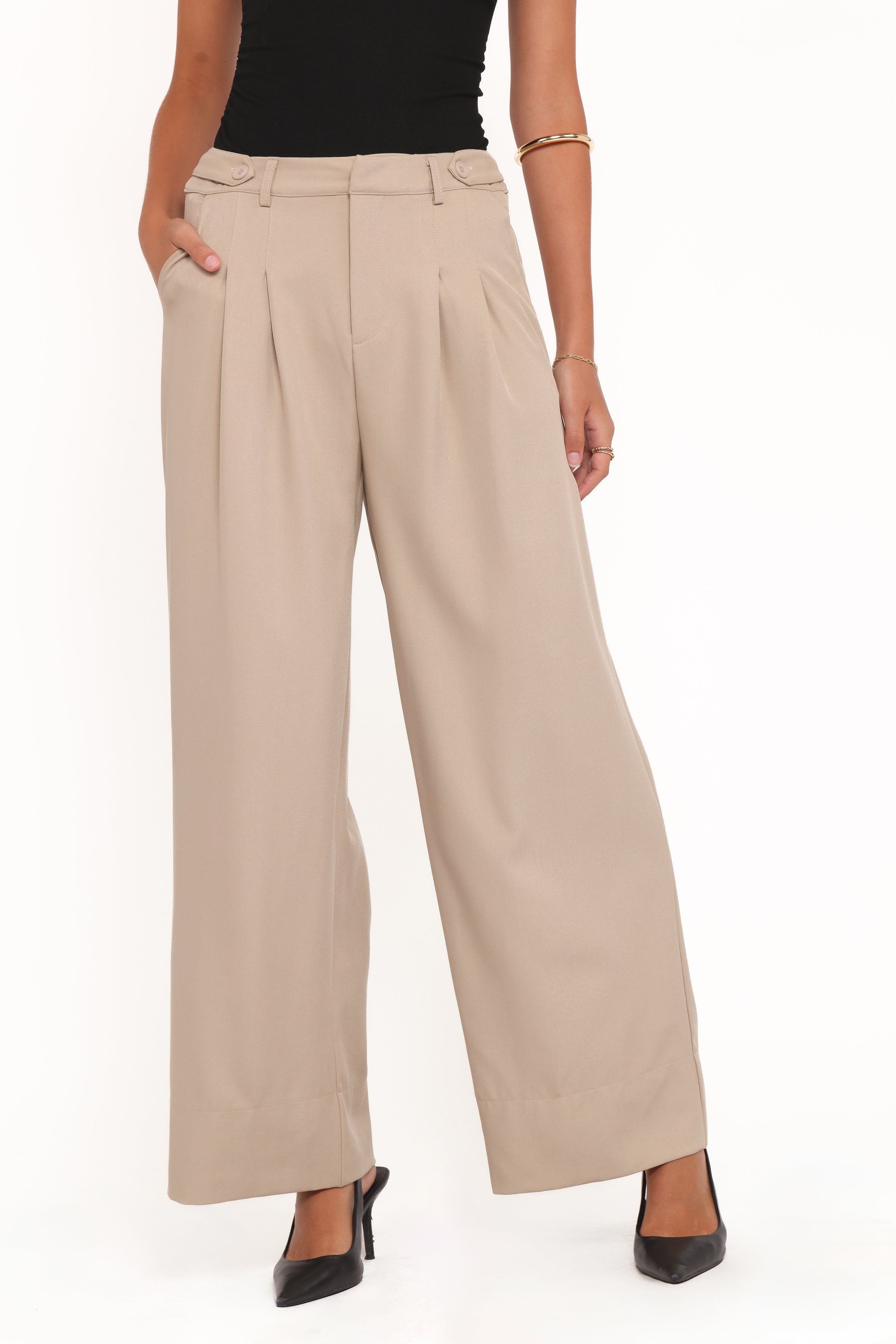 Adrian Adjustable Waist Pants - Taupe