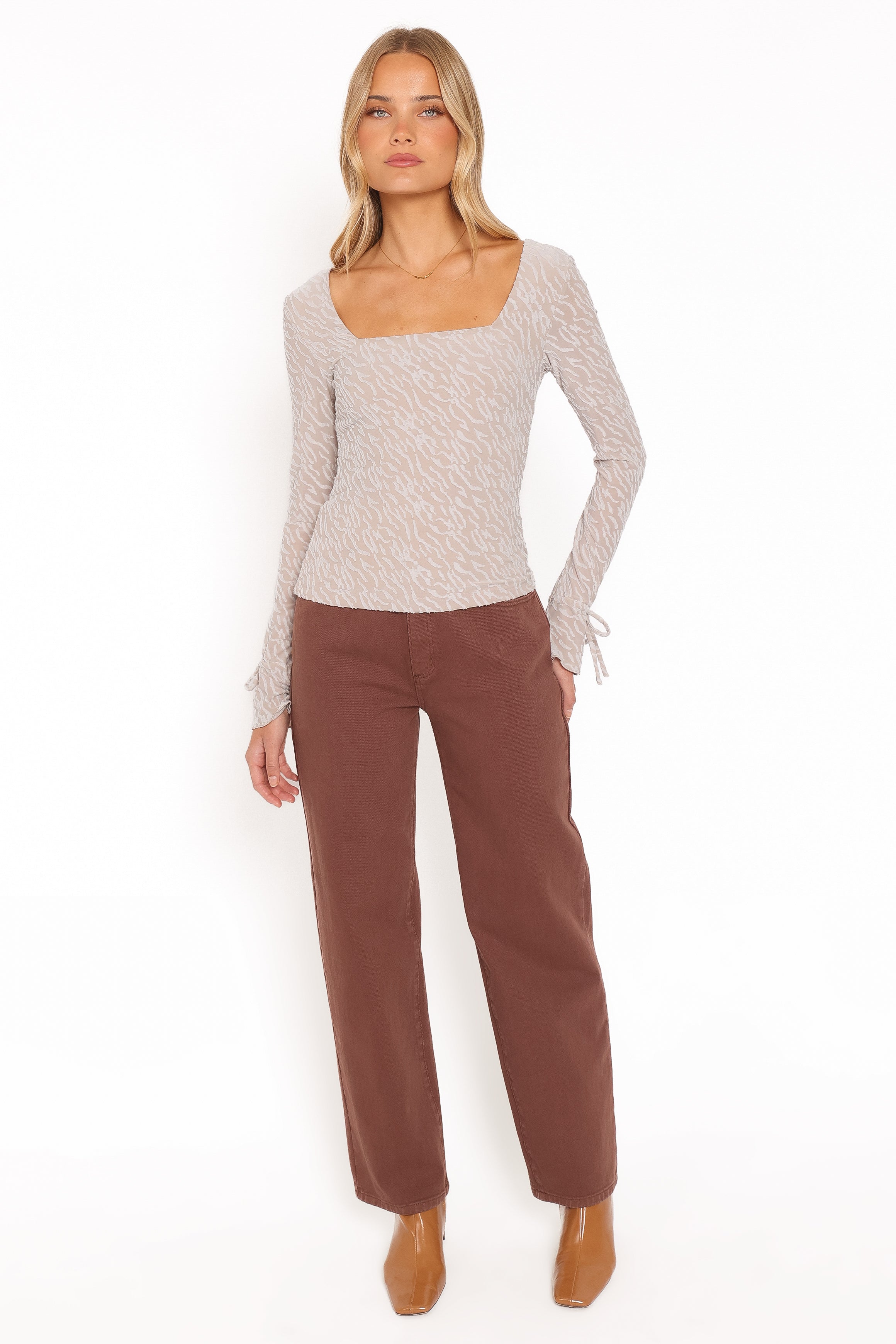 Sterling Long Sleeve Top - Brown