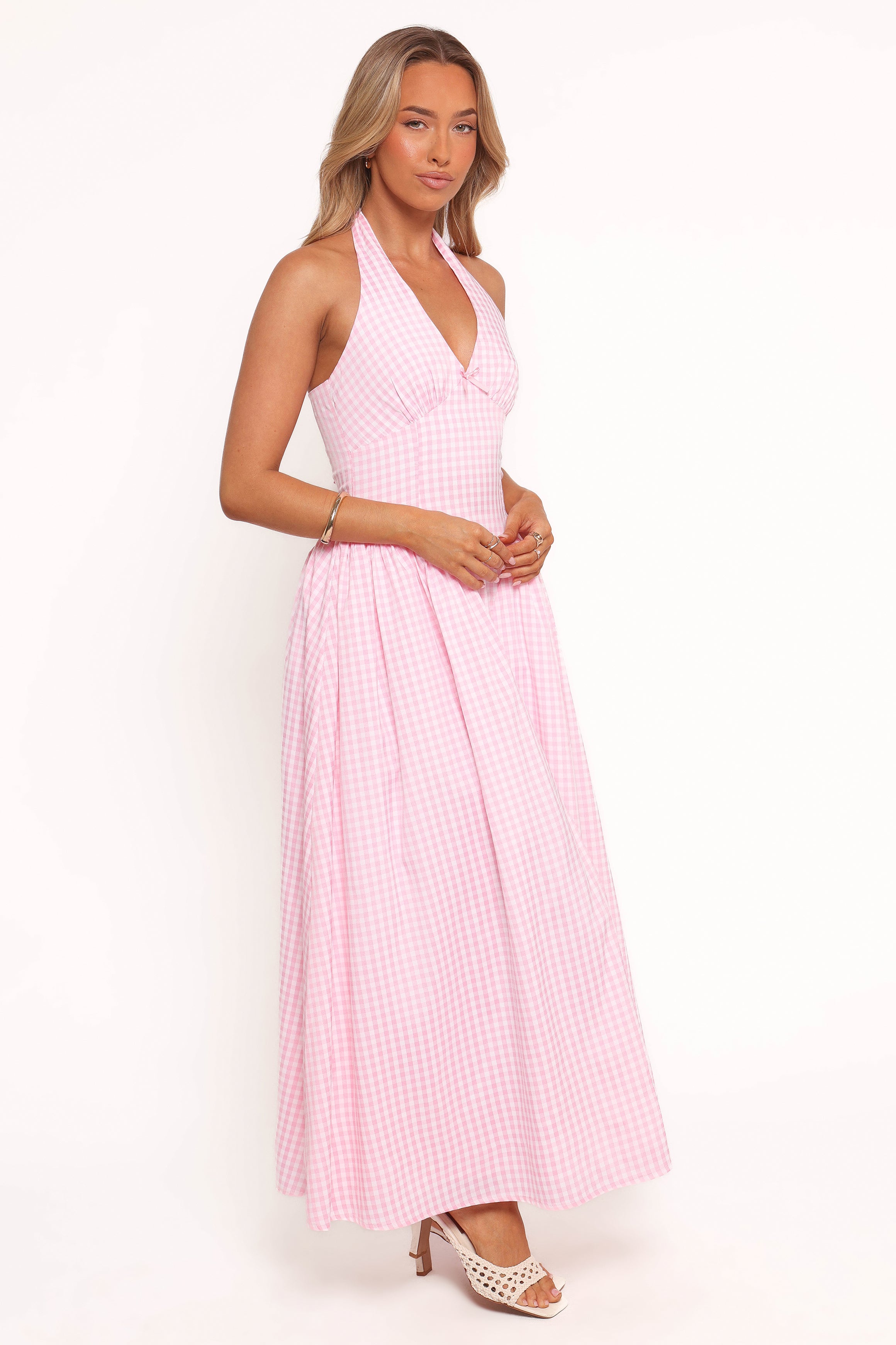 Alicia Midi Dress - Pink Gingham
