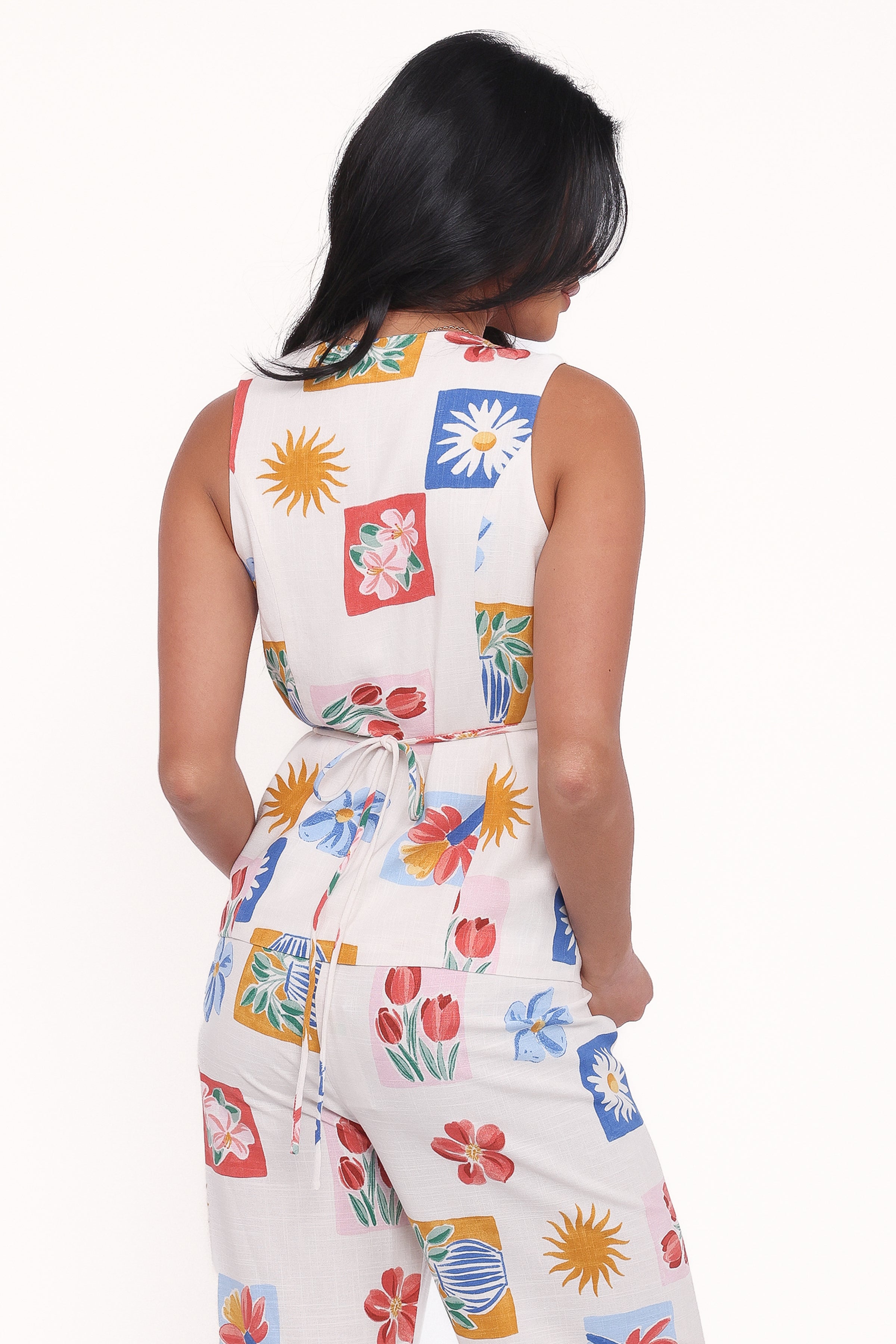 Amicia Wrap Top - Tulip Stamp