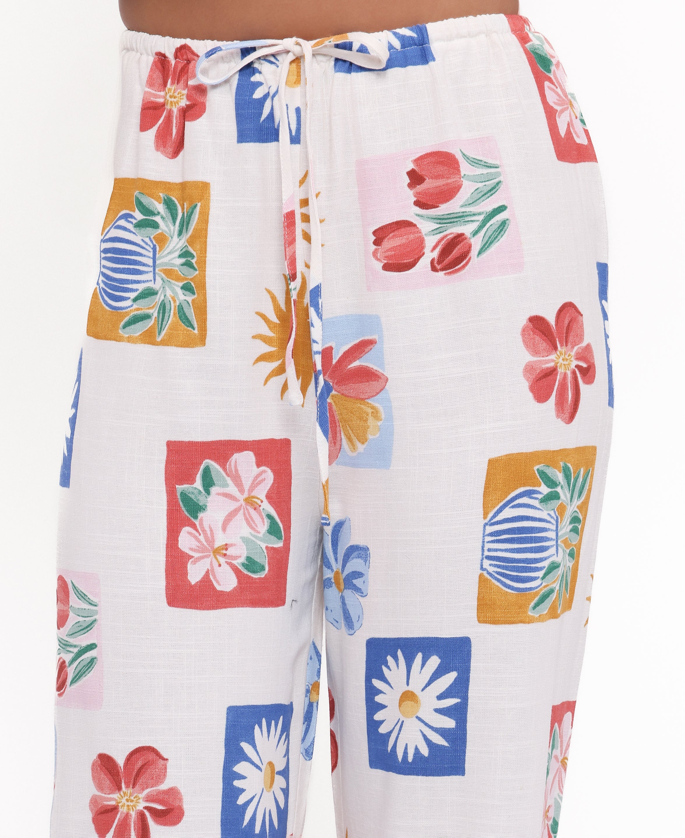 Amicia Wide Leg Pant - Tulip Stamp