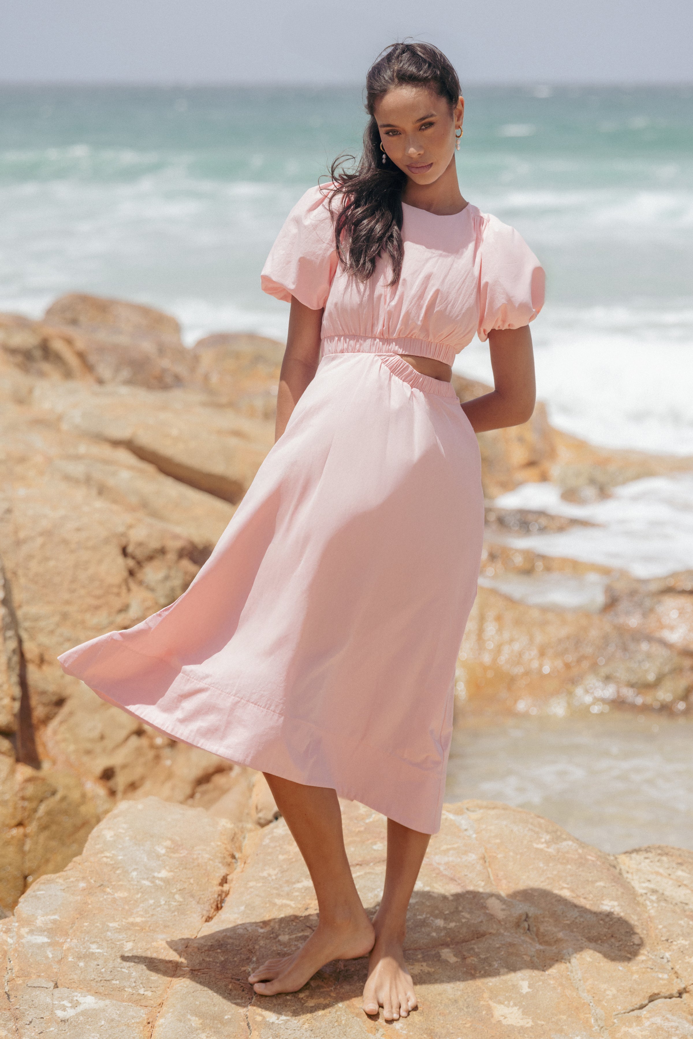 Aminah Puff Sleeve Dress - Pink