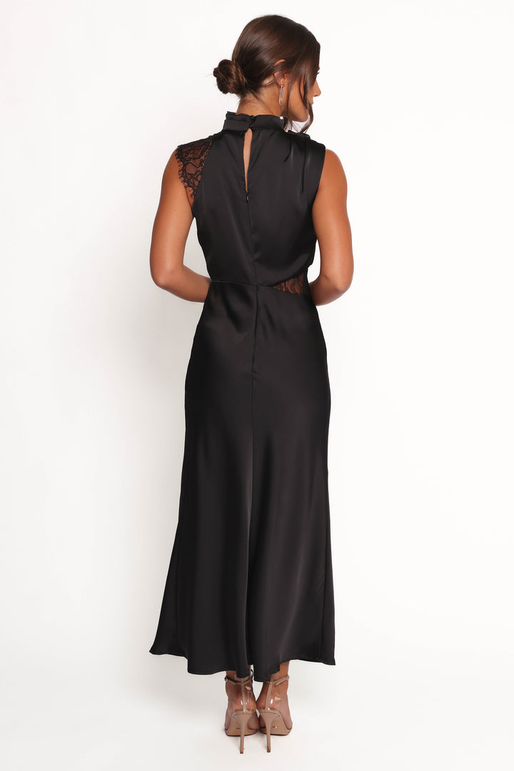 Anabelle Halter Neck Lace Maxi Dress - Black - Image 6