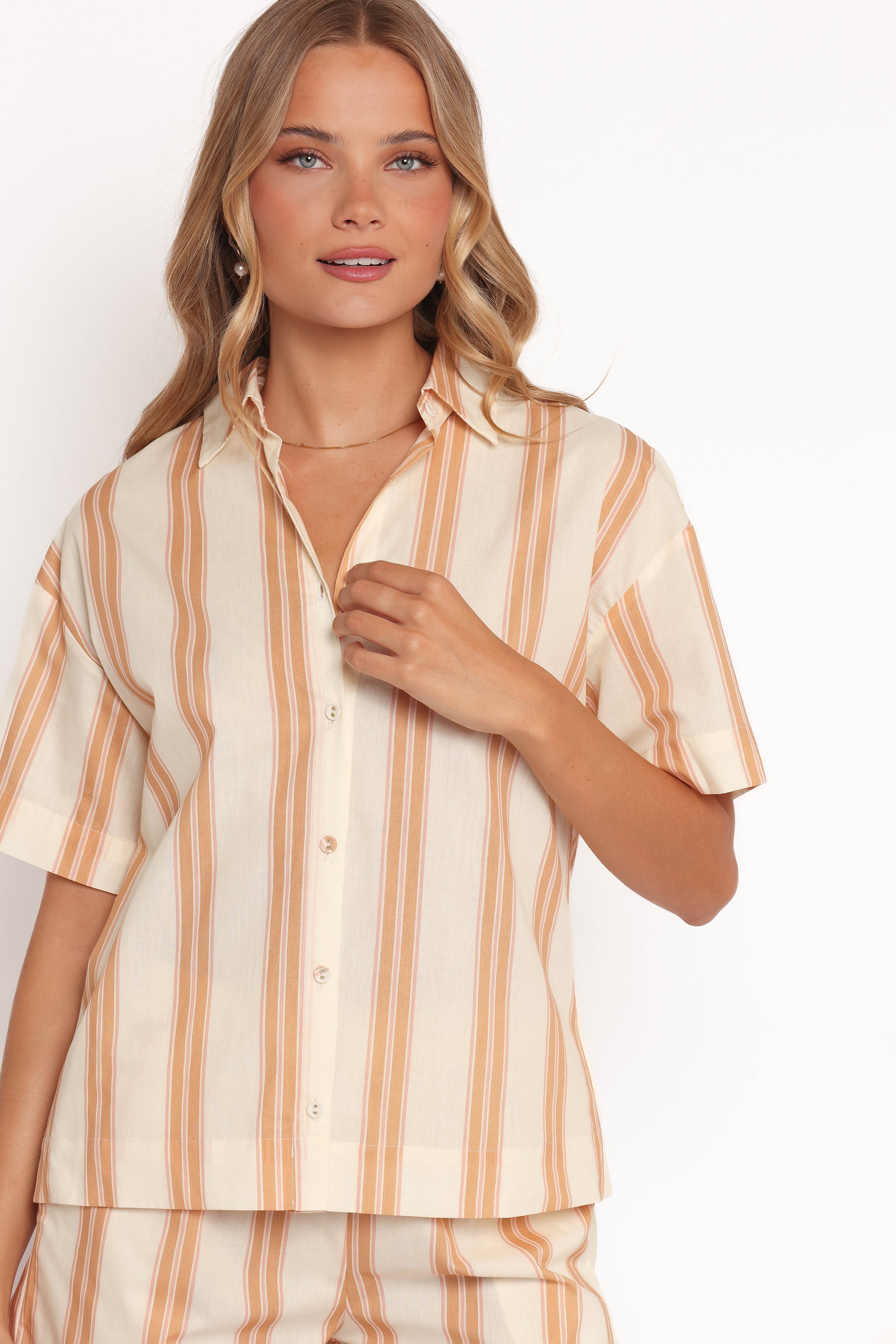 Anita Short Set - Beige Stripes