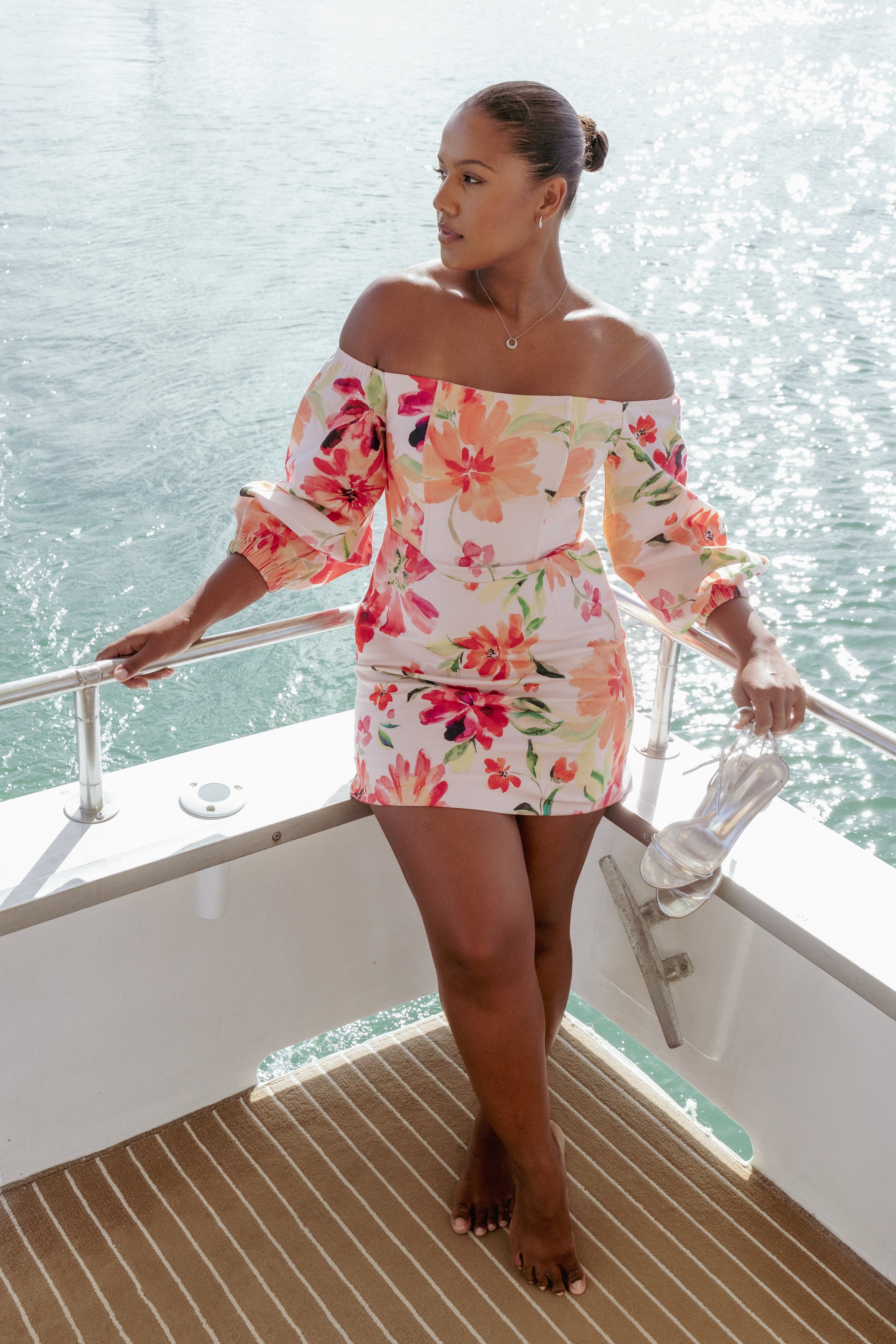 Annette Mini Dress - Orange Floral