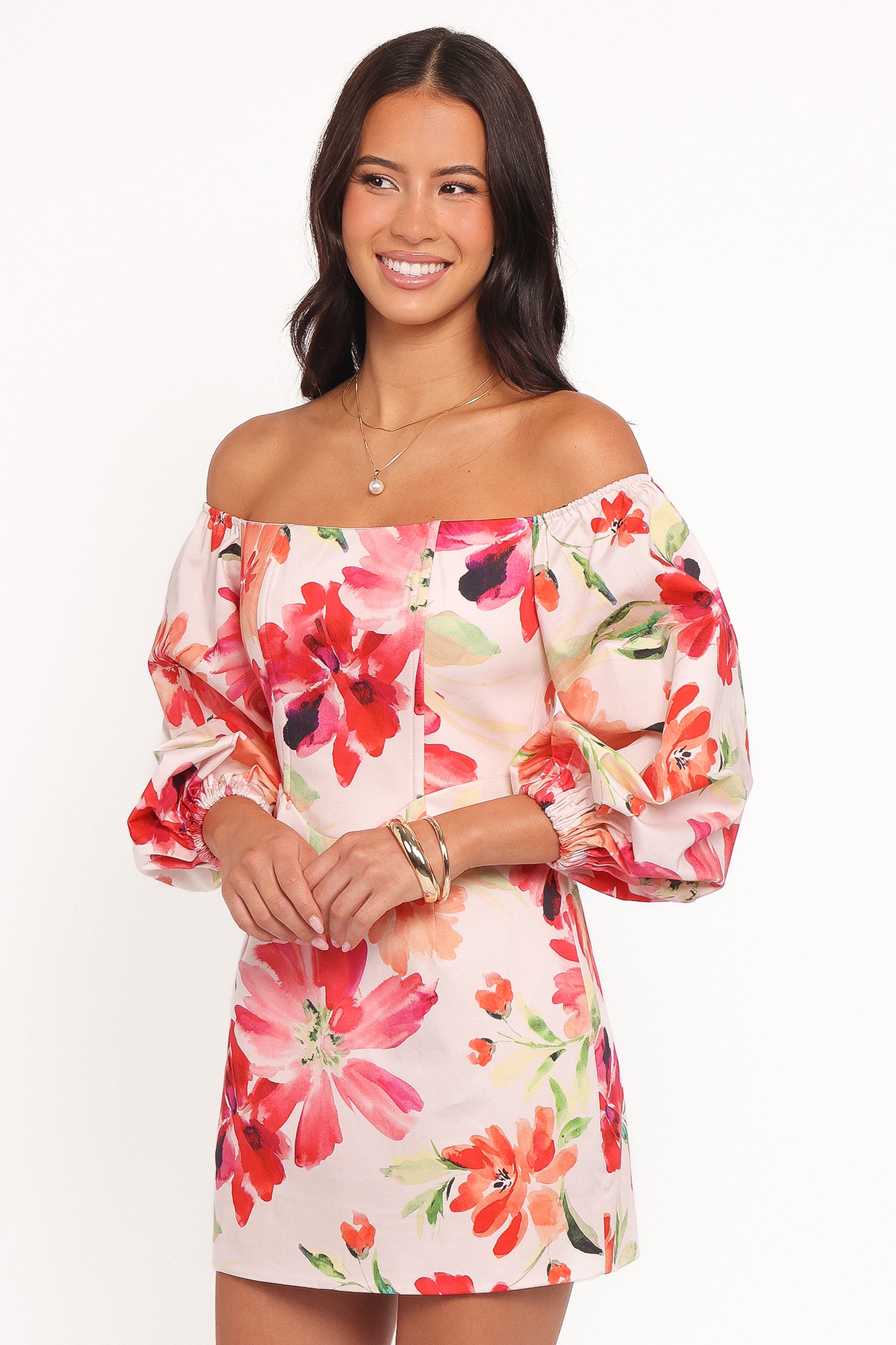 Annette Mini Dress - Orange Floral