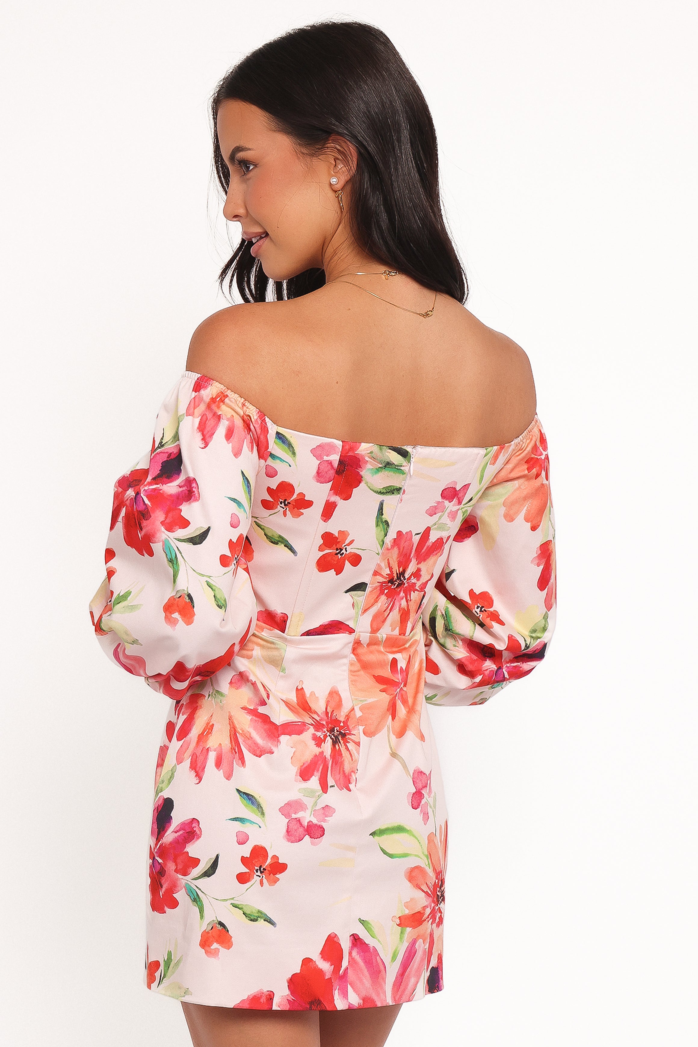 Annette Mini Dress - Orange Floral
