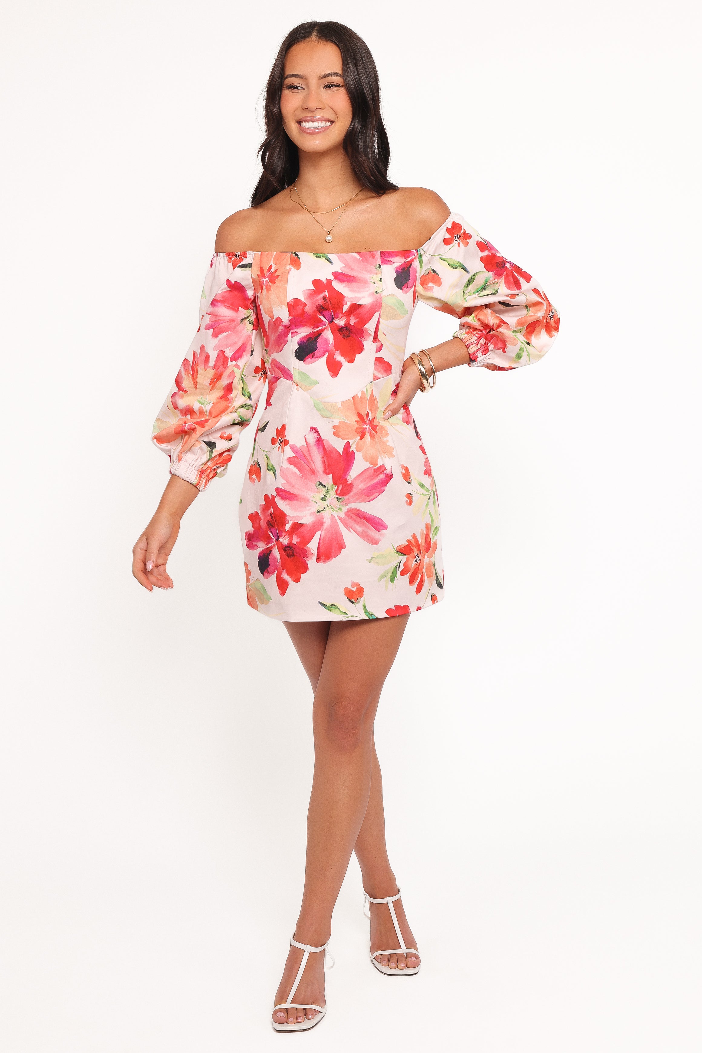 Annette Mini Dress - Orange Floral