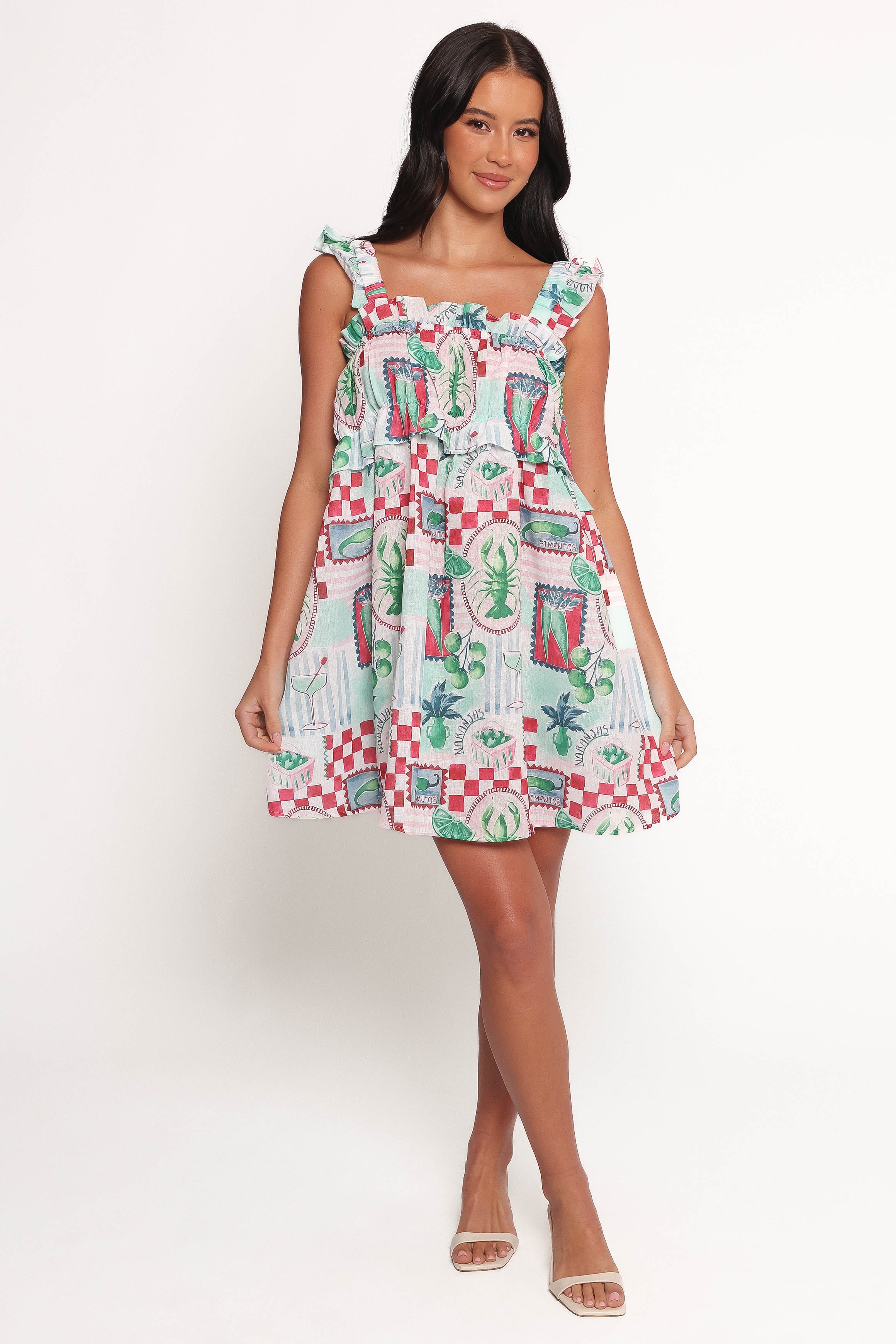 Annis Frill Sleeve Mini Dress - Aqua