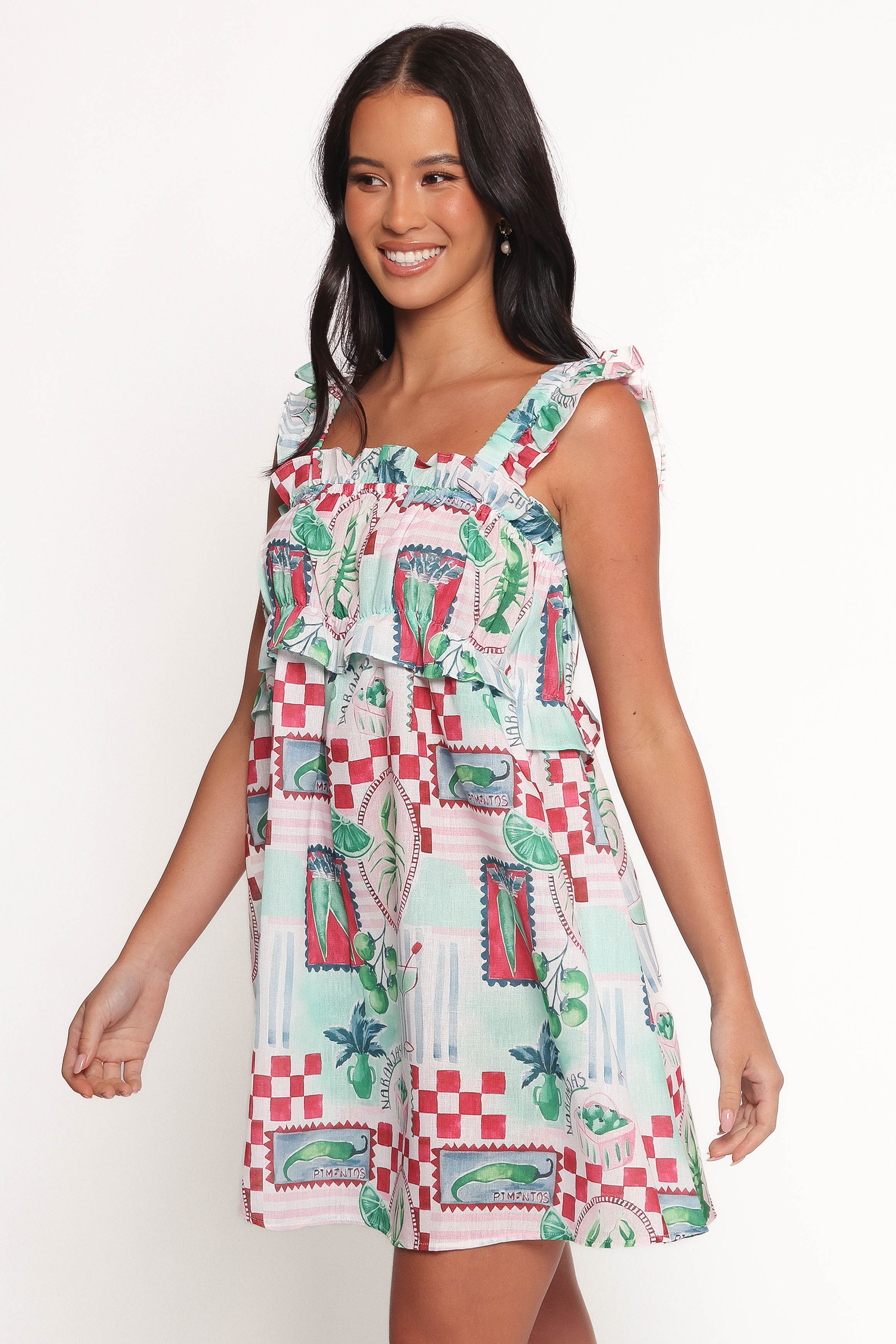 Annis Frill Sleeve Mini Dress - Aqua