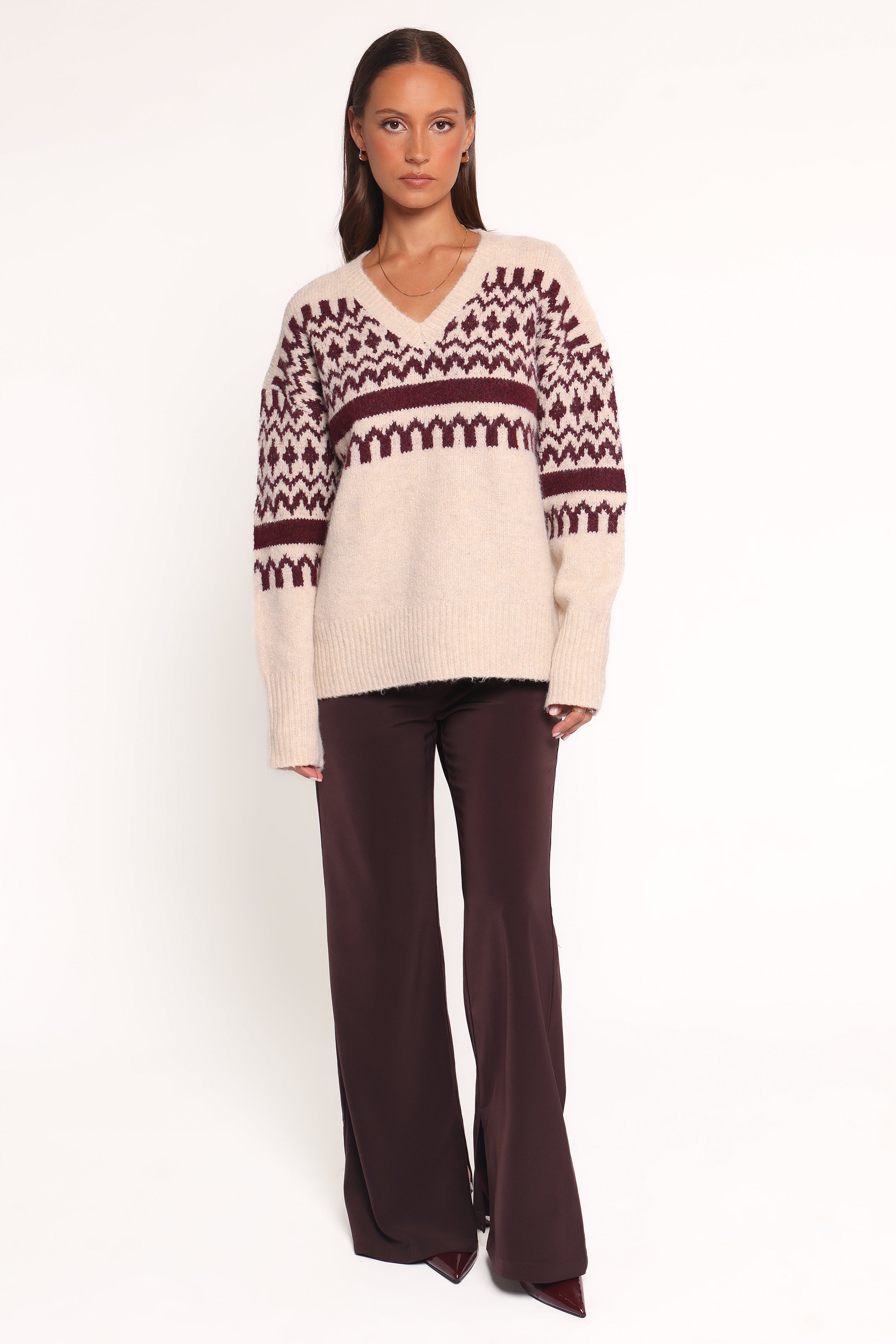 Astrid Sweater - Beige Cherry