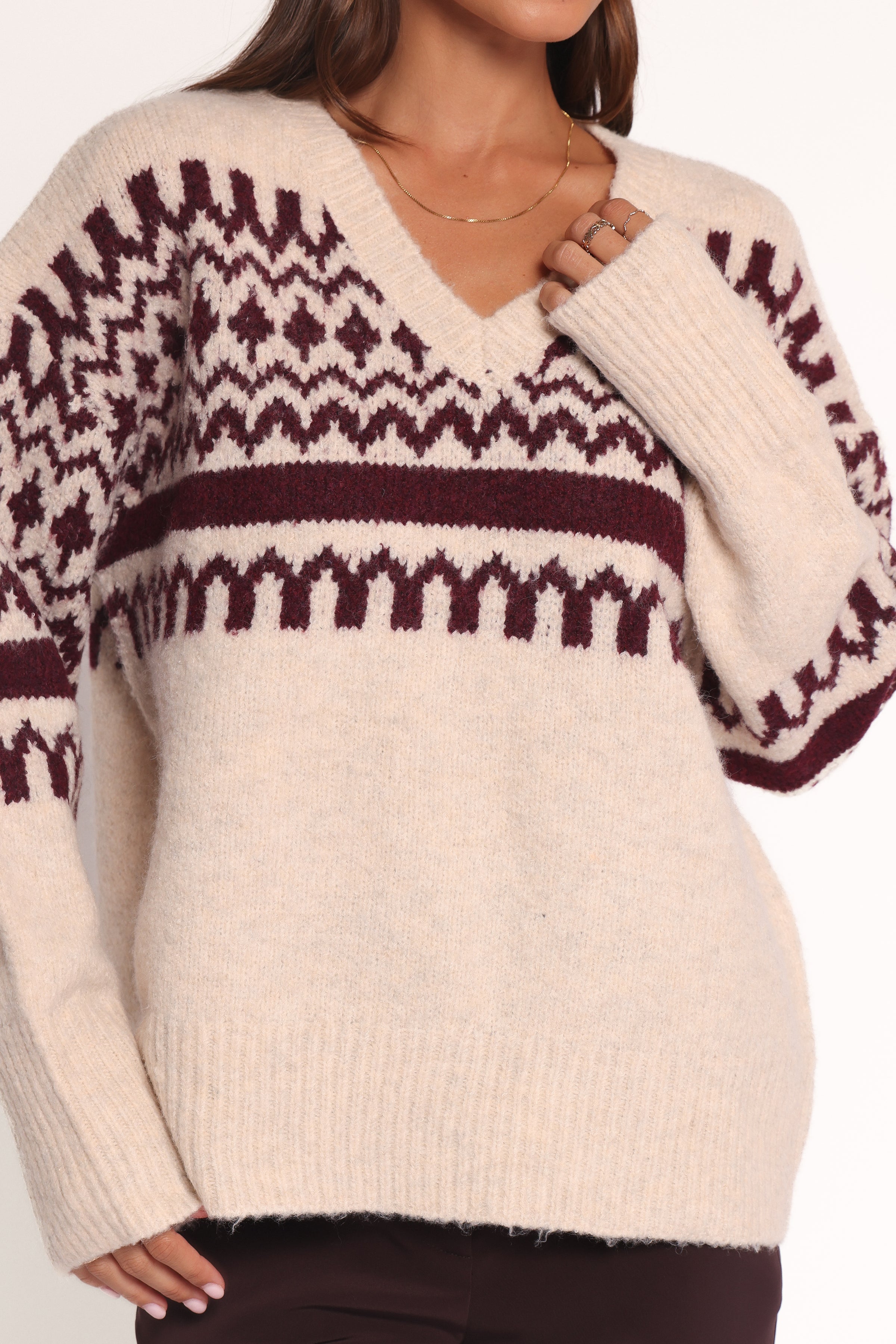 Astrid Sweater - Beige Cherry