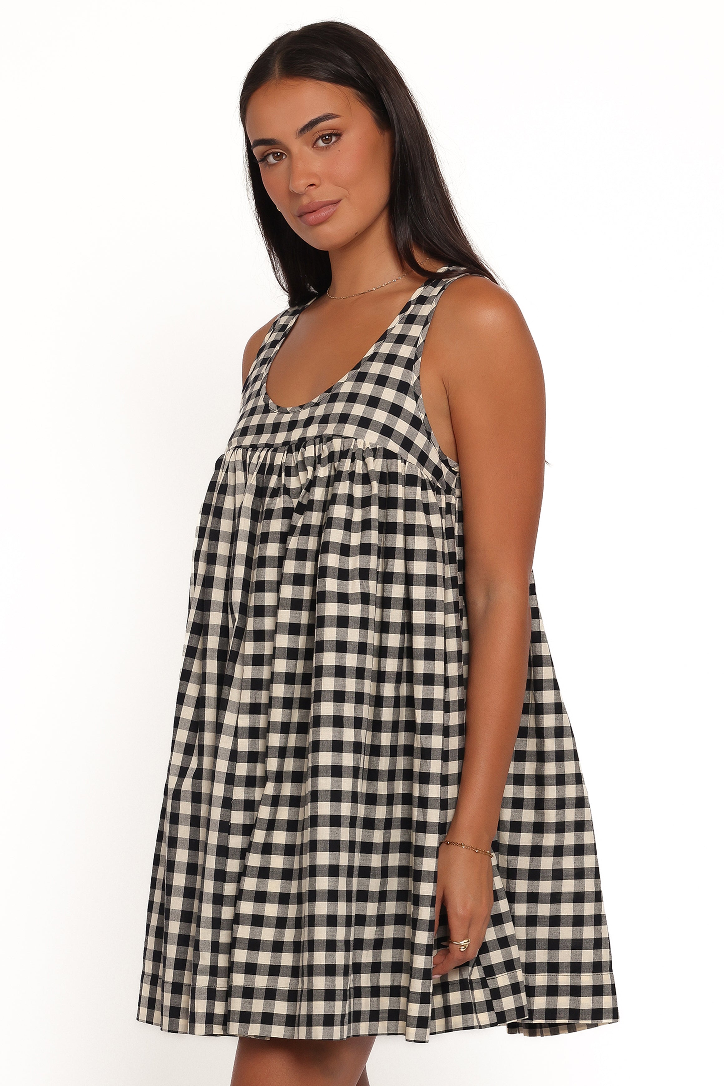 Atria Mini Dress - Black Cream Gingham