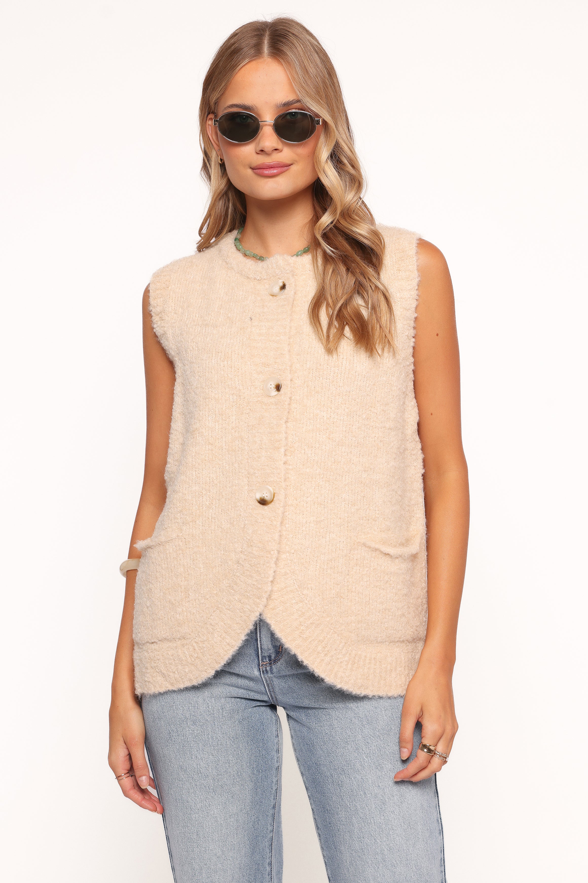 Avery Knit Vest - Beige