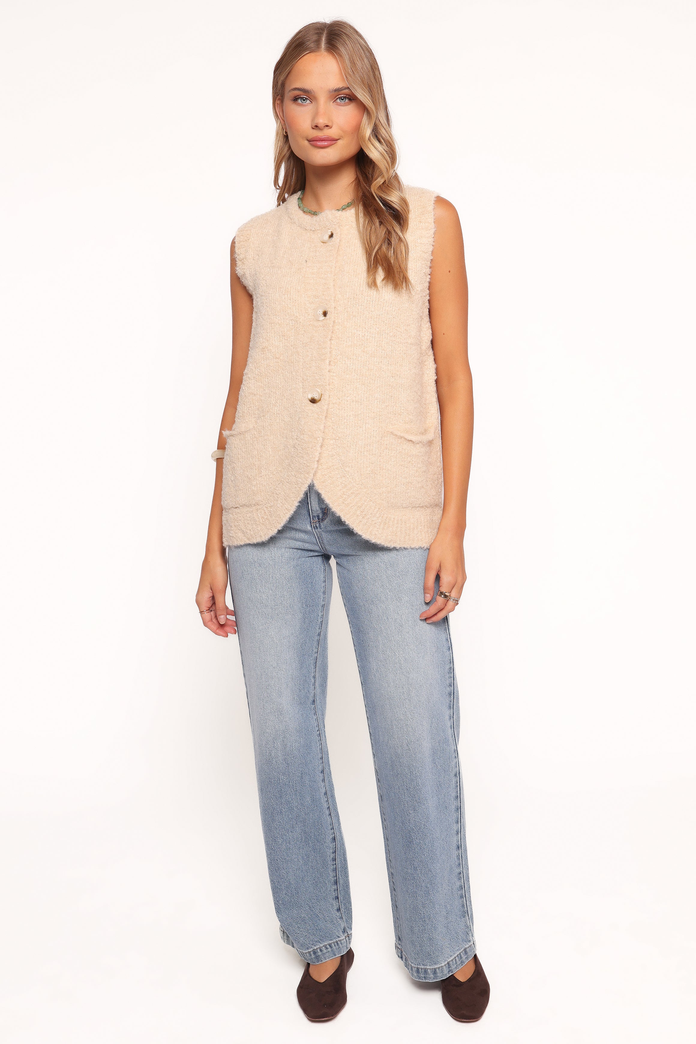 Avery Knit Vest - Beige