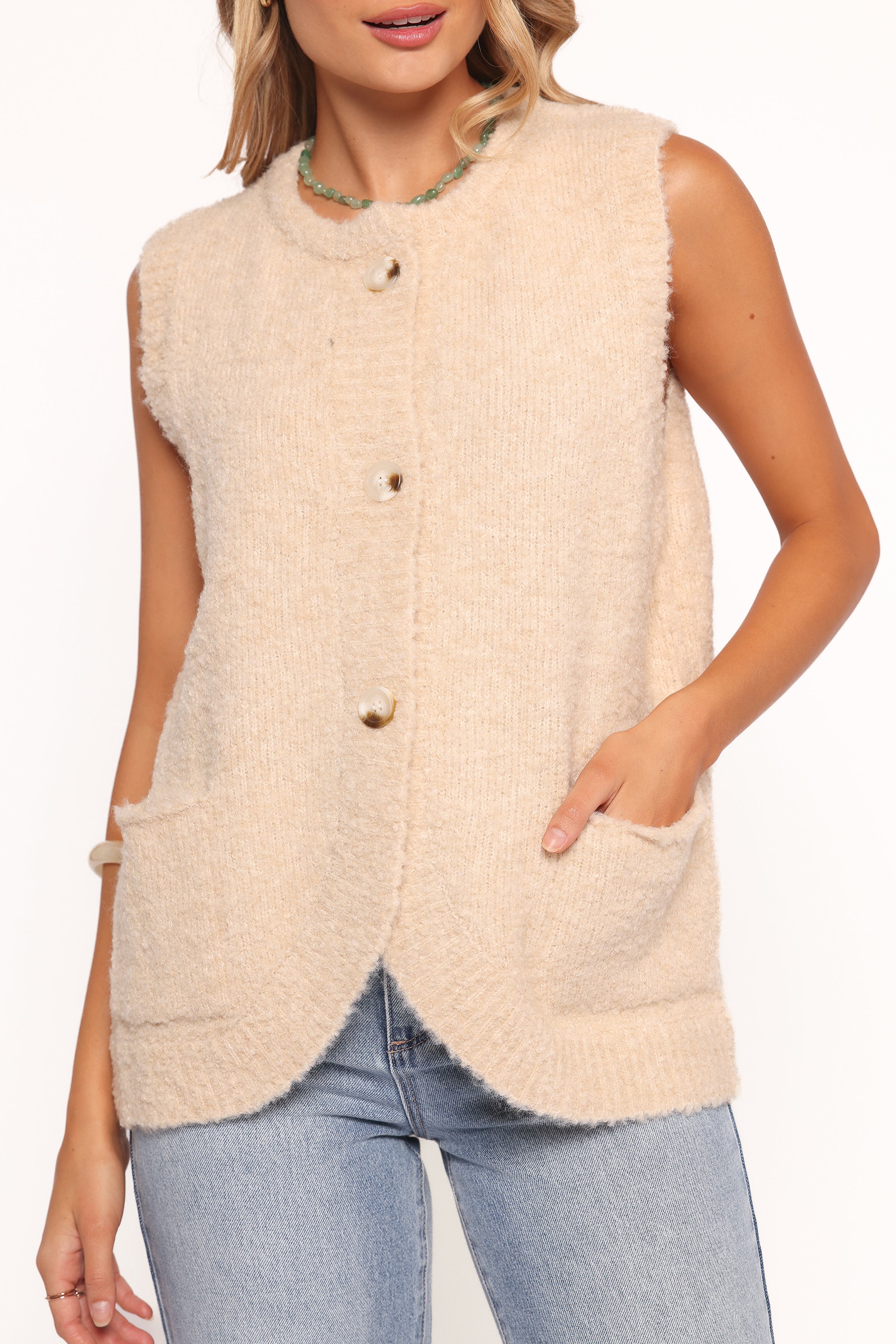 Avery Knit Vest - Beige