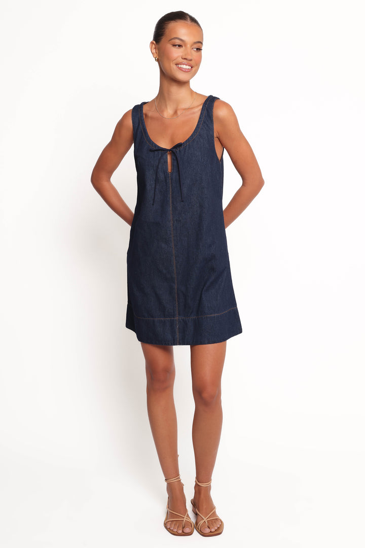 Collective Tops - Azen Mini Dress - Dark Denim sixth image
