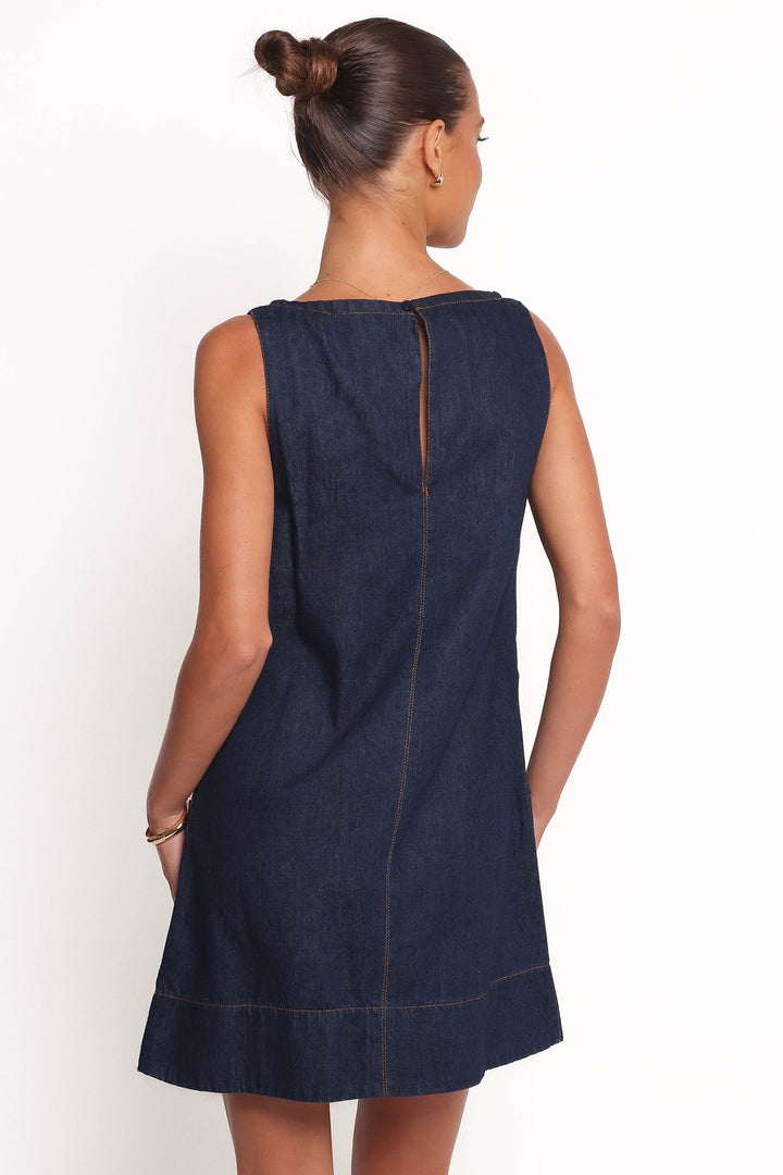 Collective Tops - Azen Mini Dress - Dark Denim fourth image
