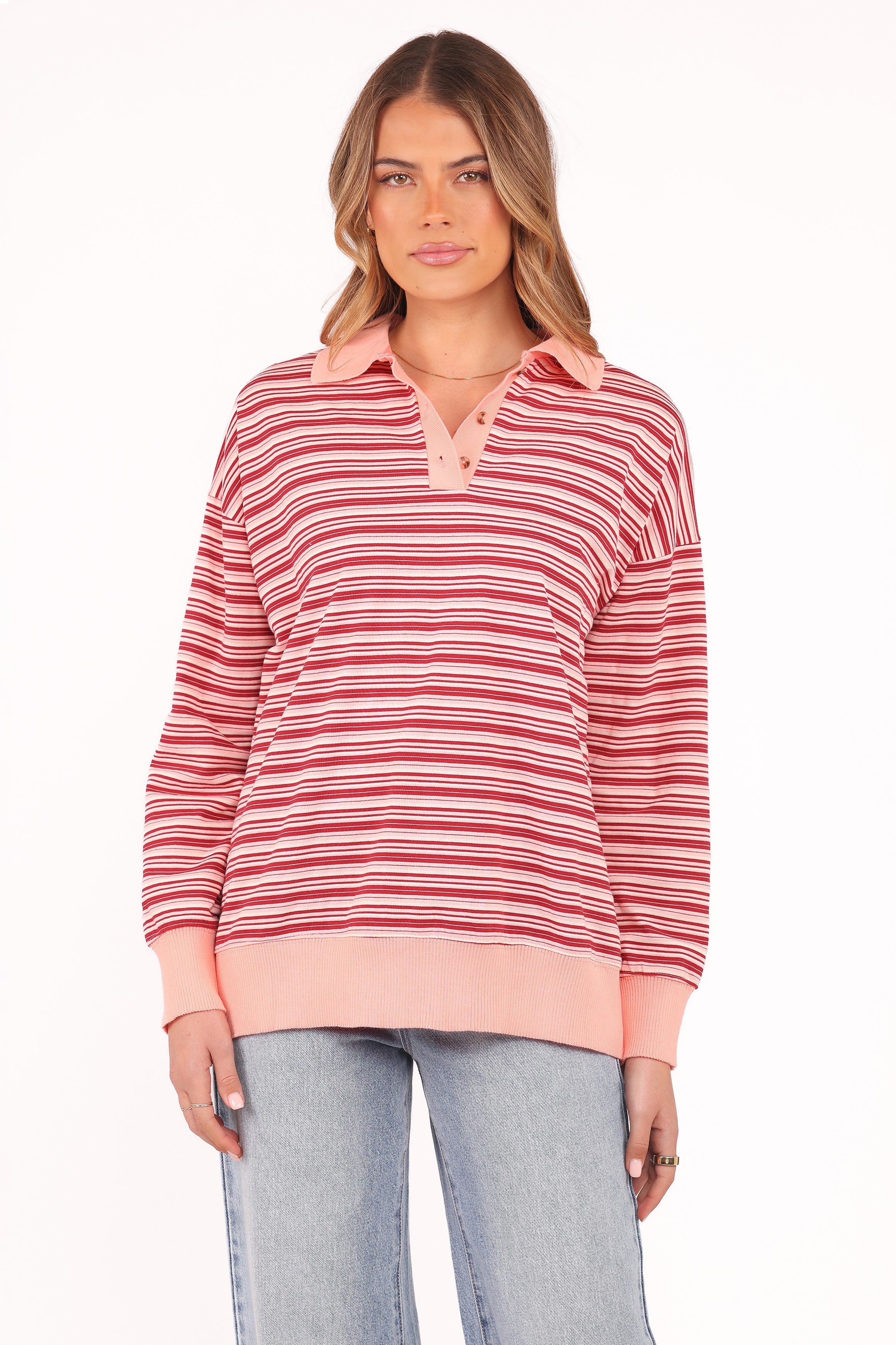 Beau Long Sleeve Jersey Top - Pink Stripe