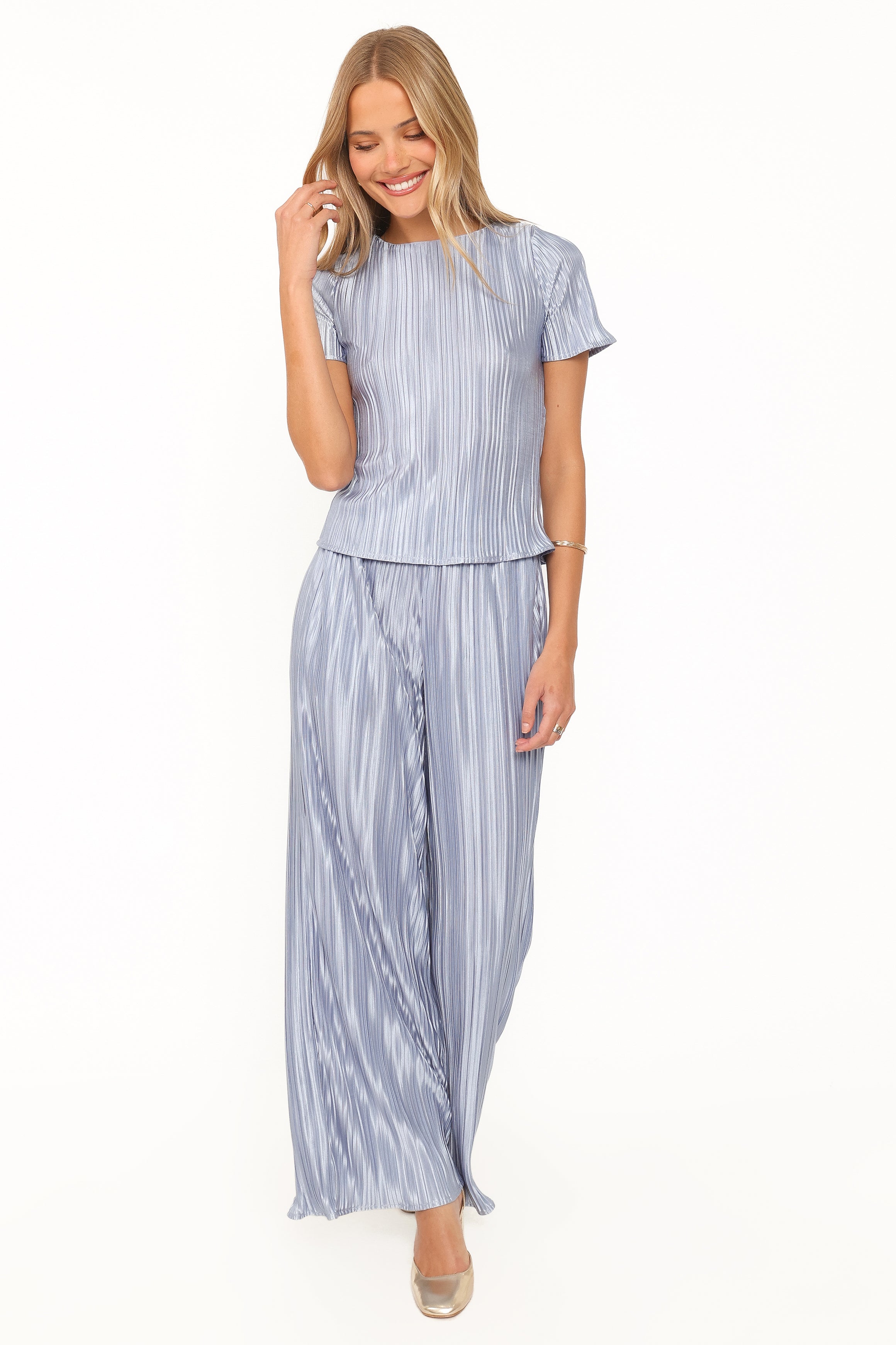 Belli Pleated Pant Set - Icy Blue