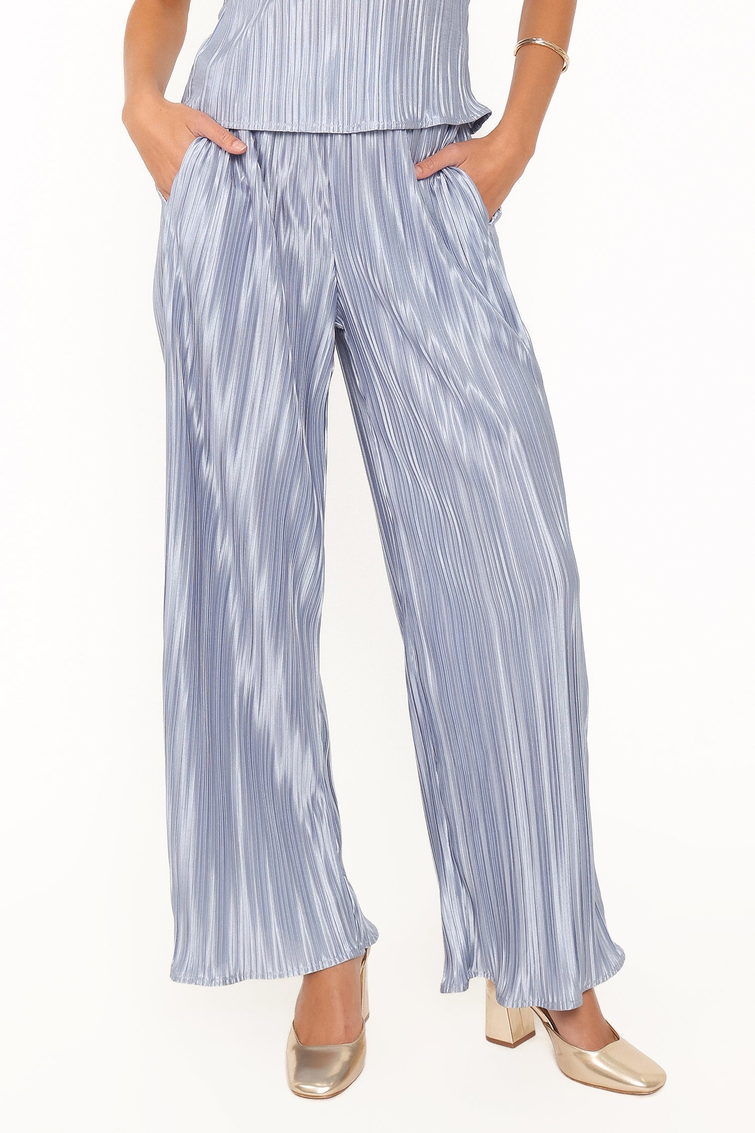 Belli Pleated Pant Set - Icy Blue