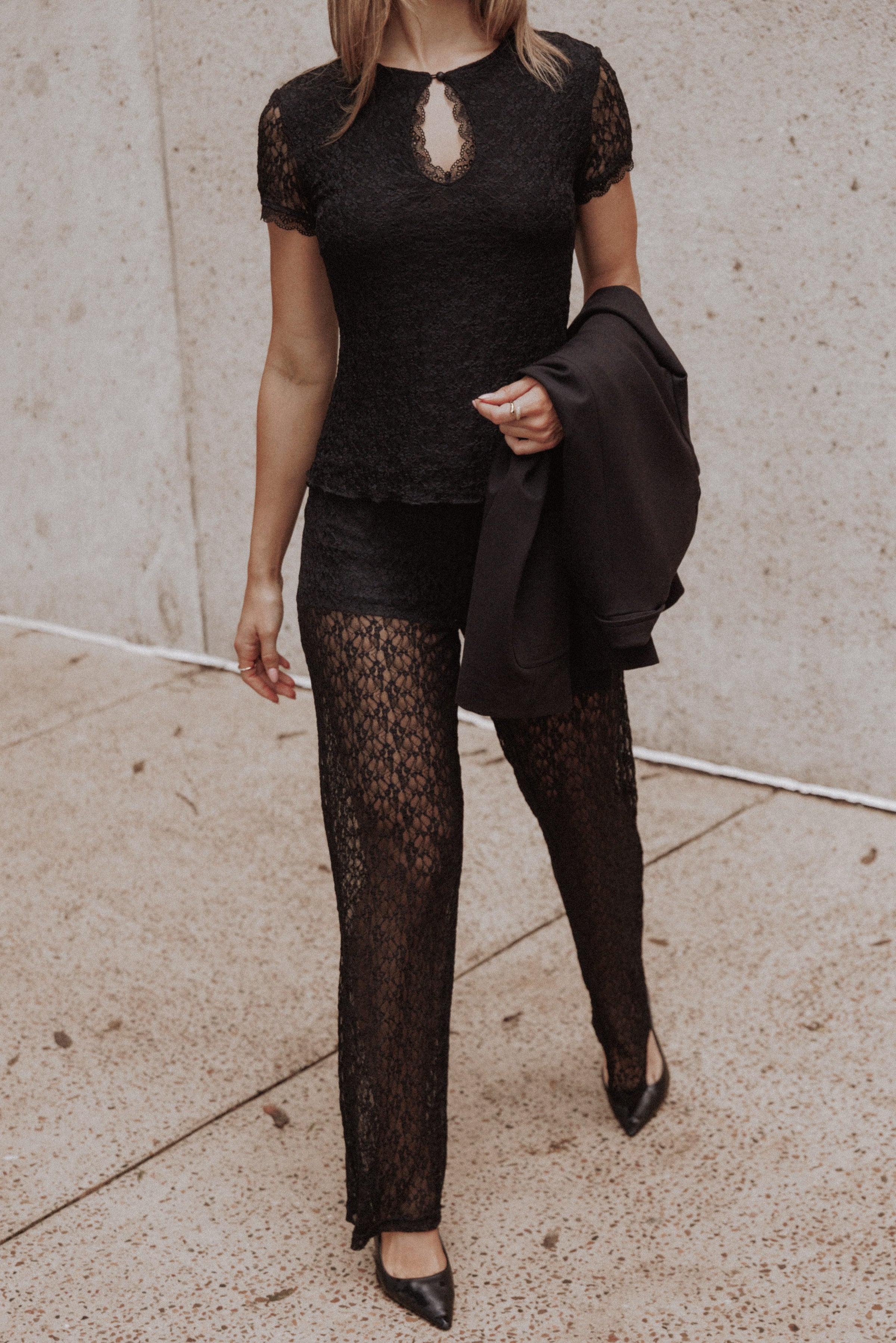 Bellis Lace Pant Set - Black