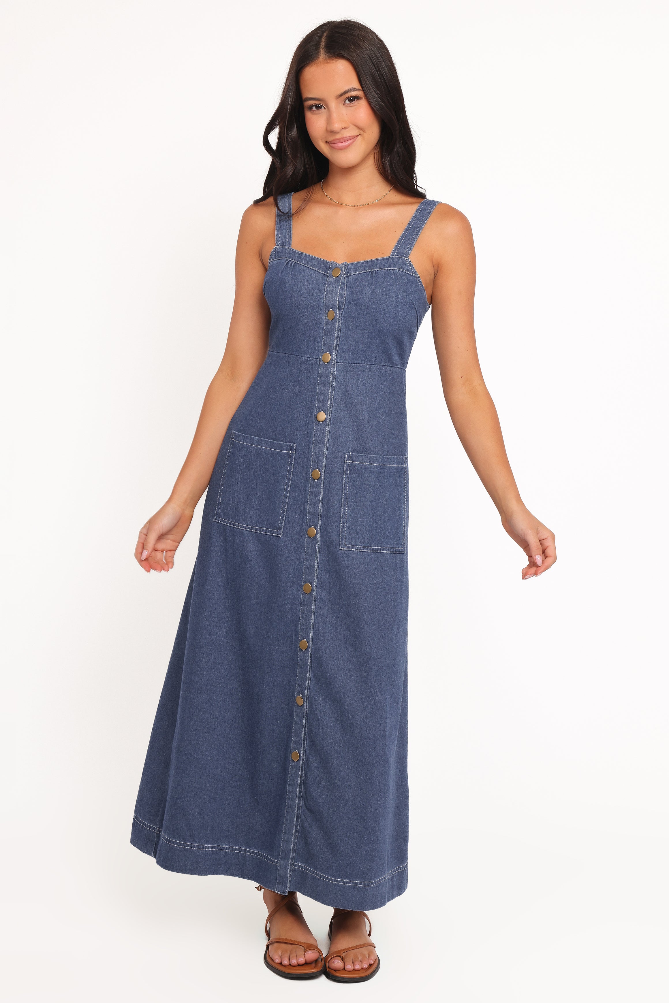 Bettie Midi Dress - Mid Blue Denim