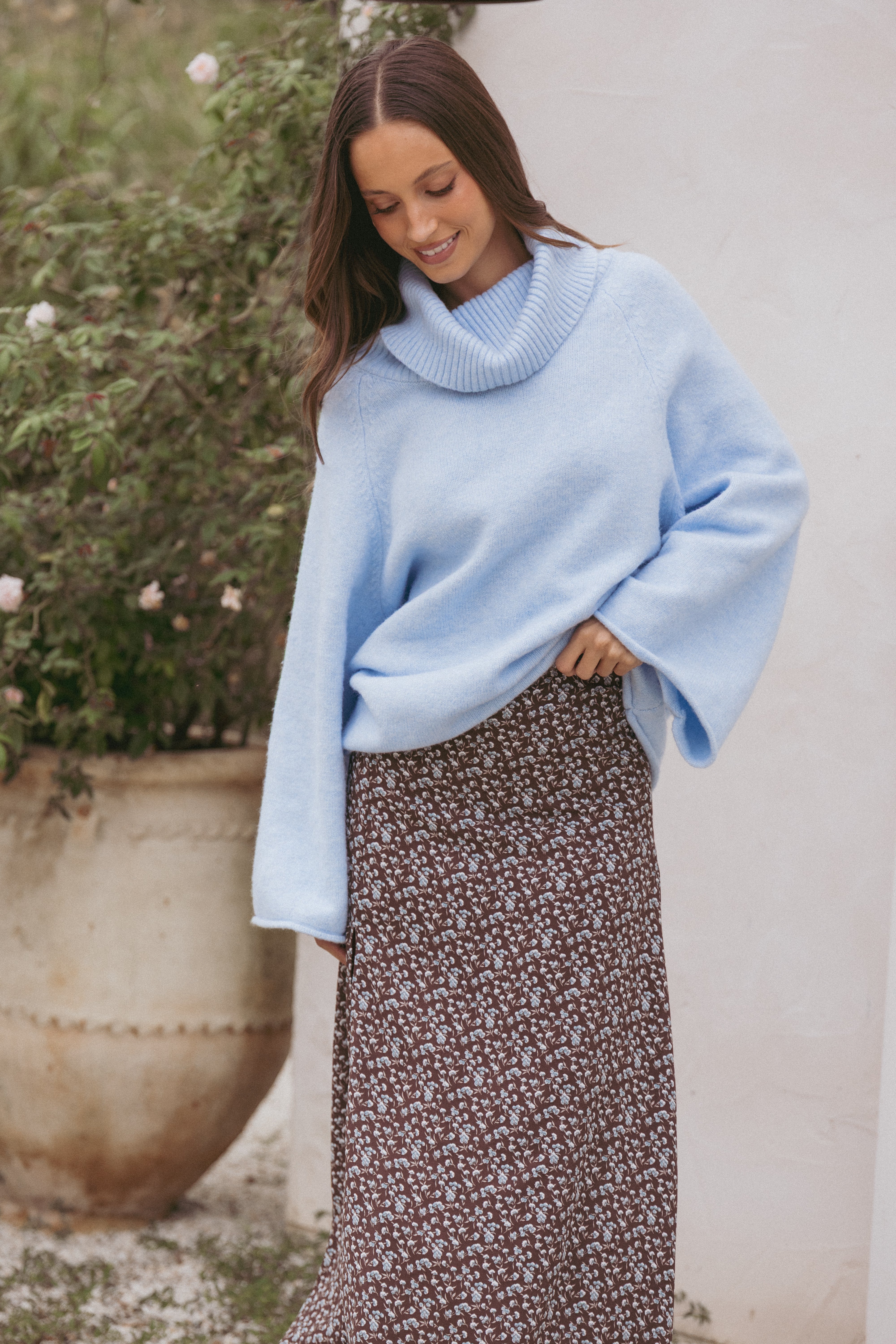 Bindy Cowlneck Knit Sweater - Blue