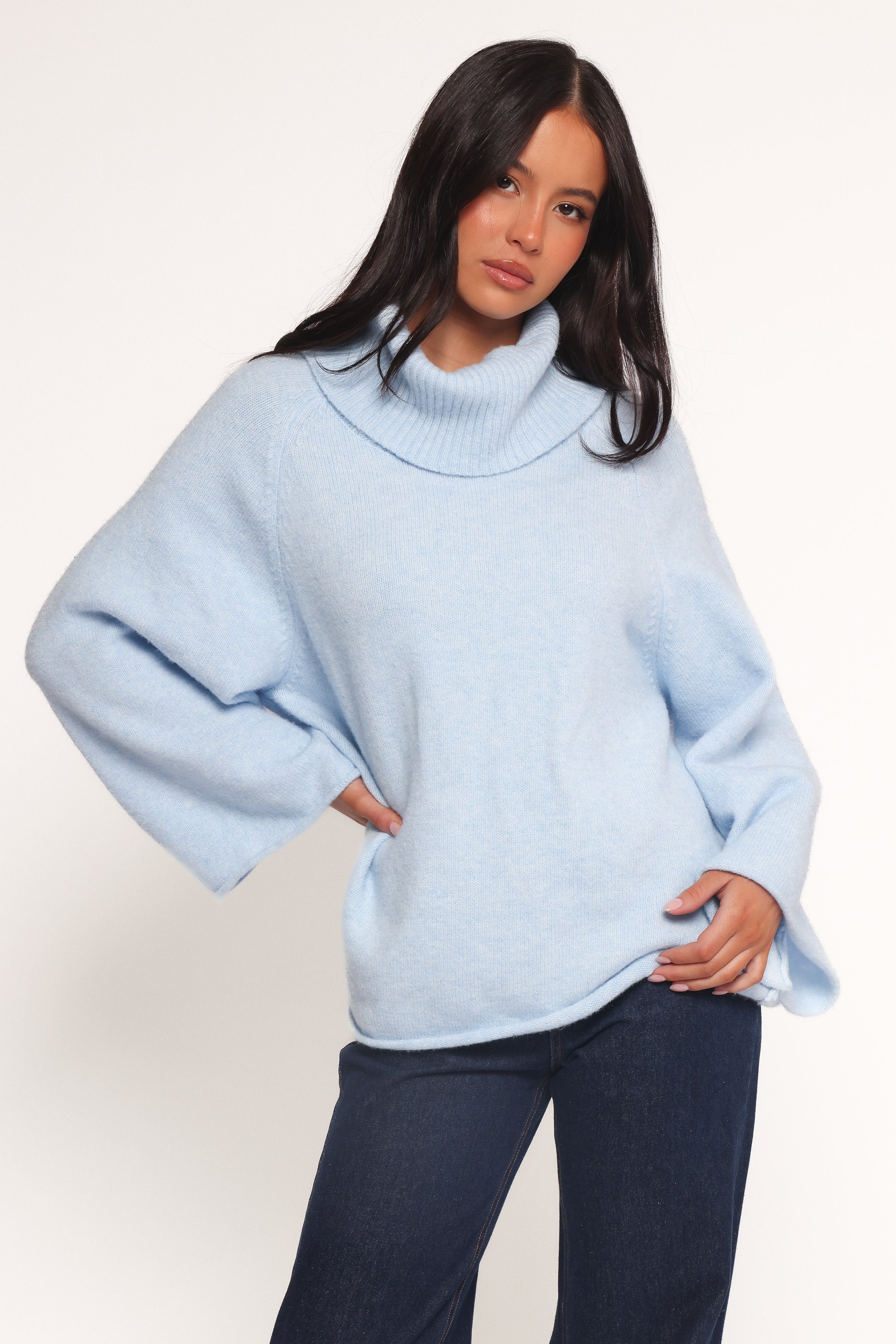 Bindy Cowlneck Knit Sweater - Blue