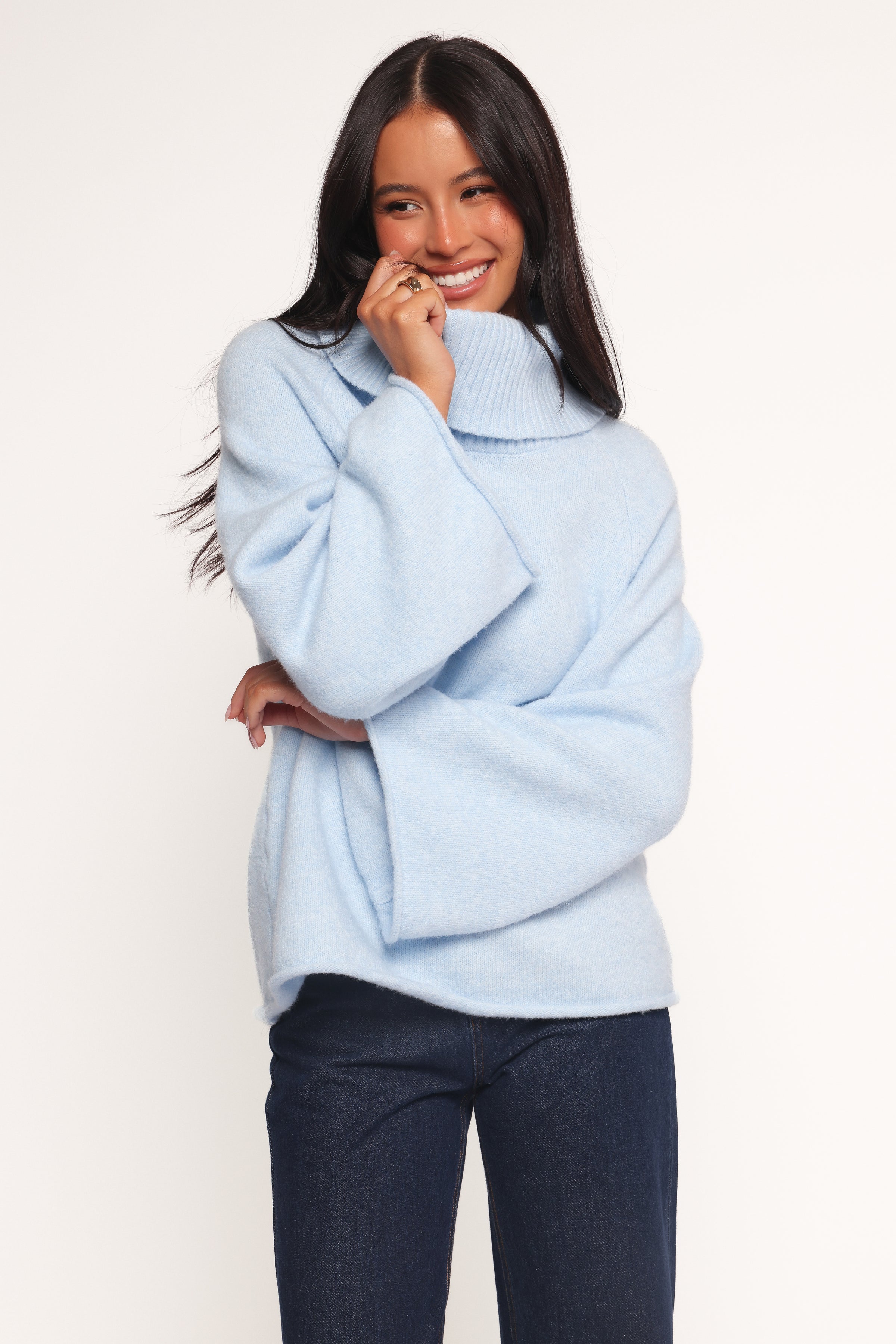 Bindy Cowlneck Knit Sweater - Blue