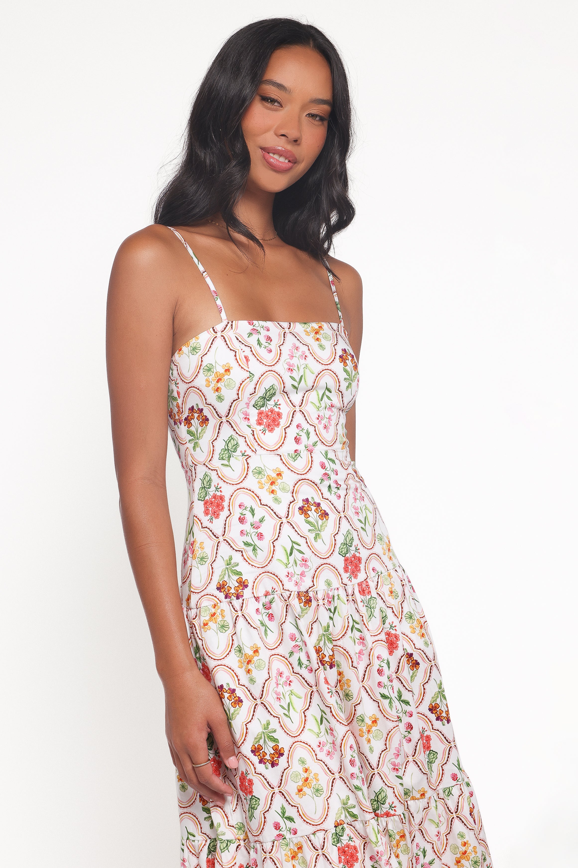 Botanique Midi Dress - Coral Wildflower