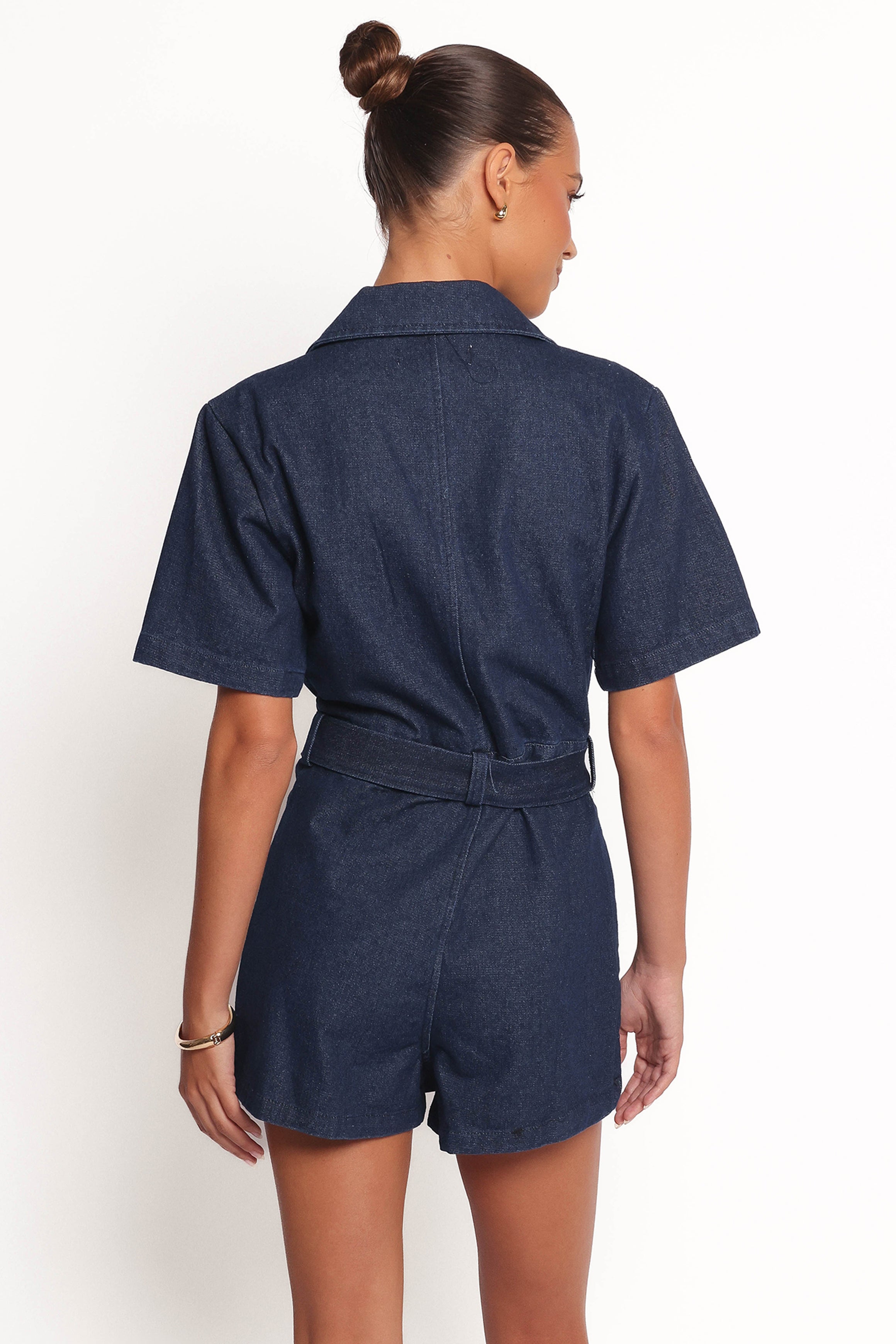 Bruna Denim Playsuit - Dark Wash