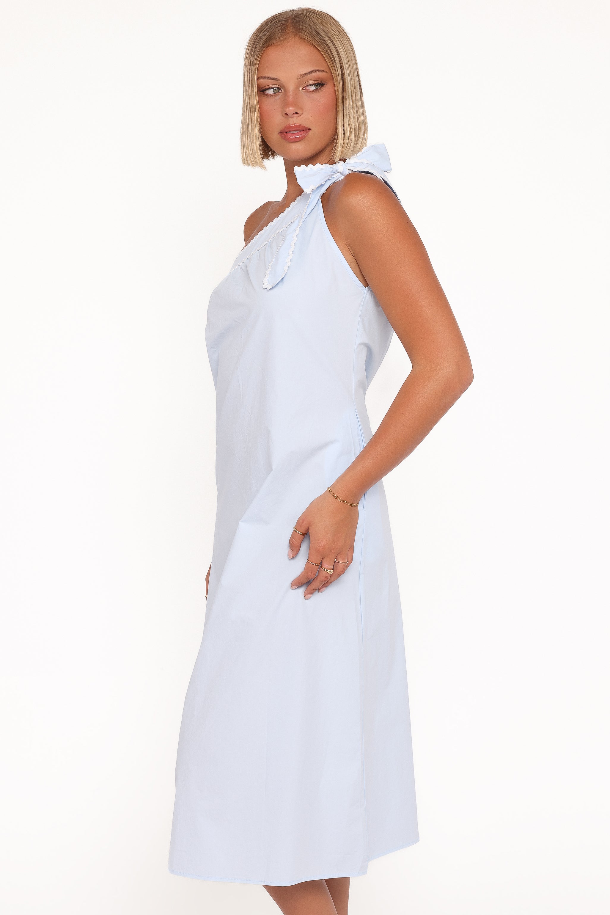 Brynlee One Shoulder Midi Dress - Blue