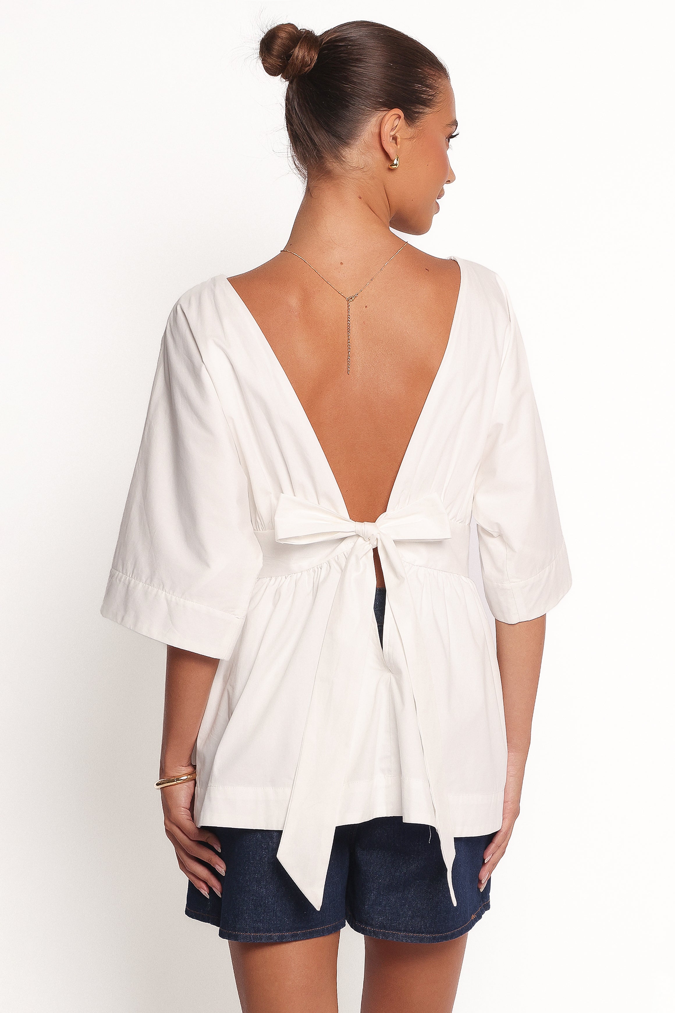 Camila Open Back Top - White