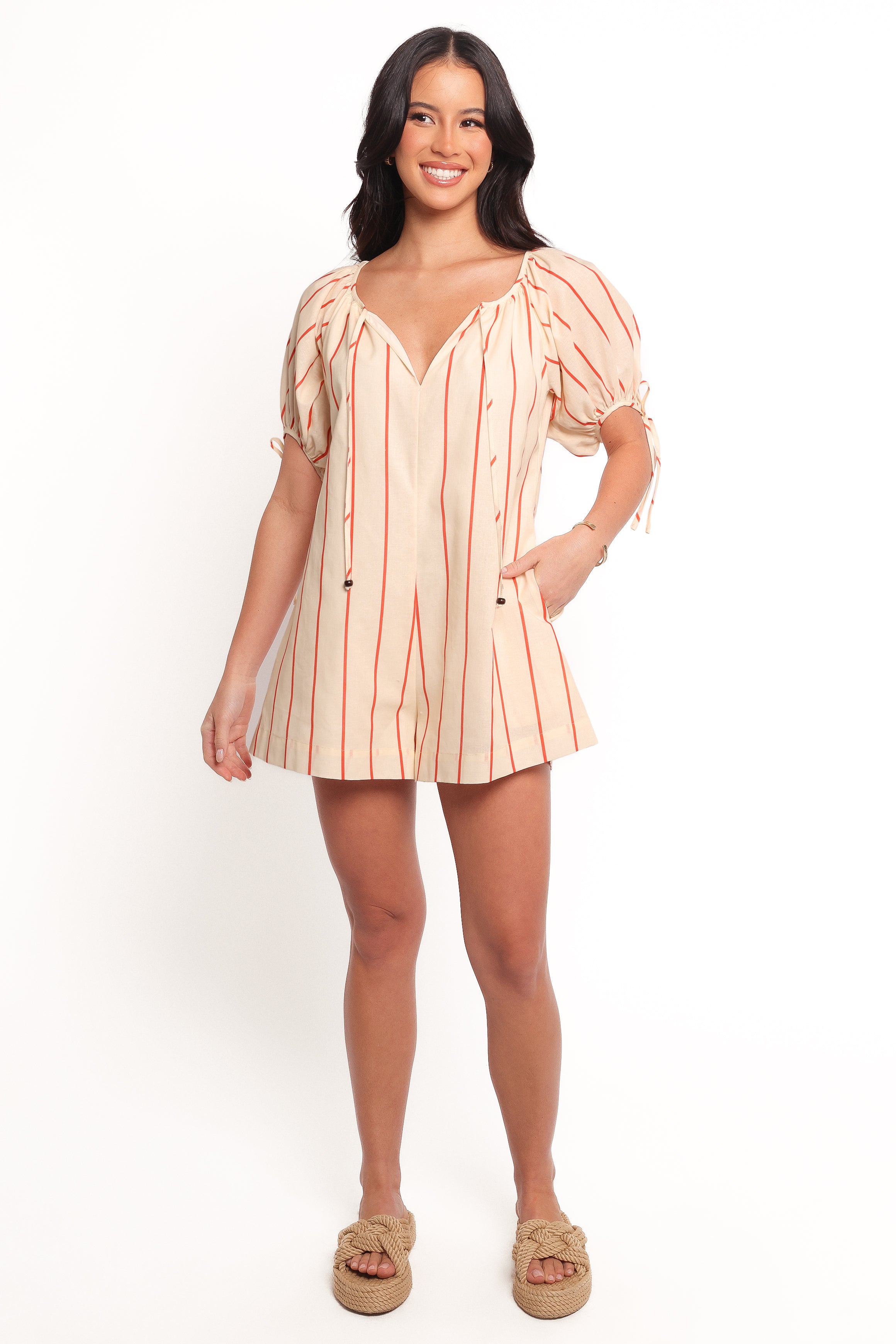 Carina Striped Playsuit - Red Stripe