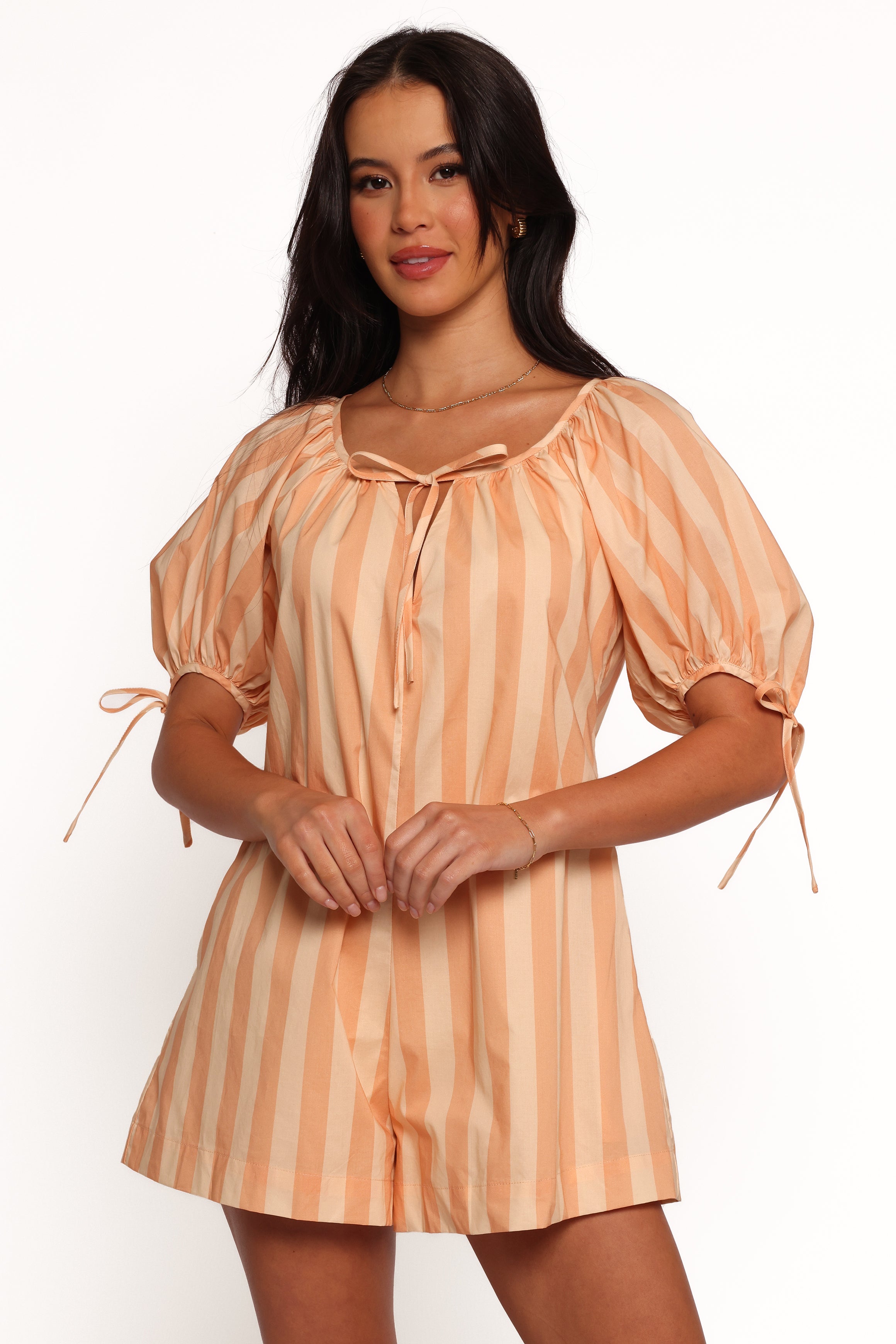 Carina Striped Playsuit - Terracotta Stripe