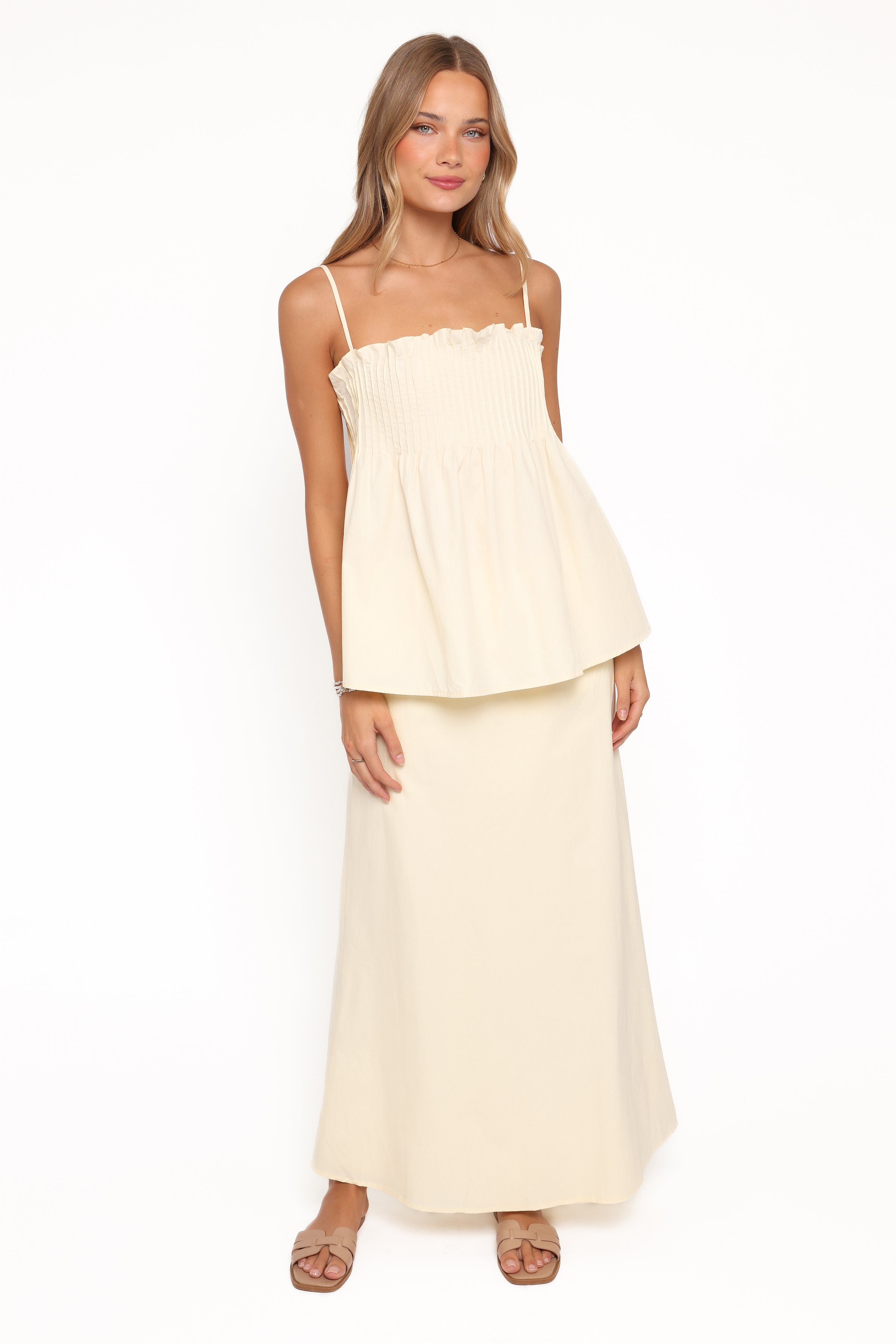 Elena Cotton Maxi Skirt - Butter Yellow