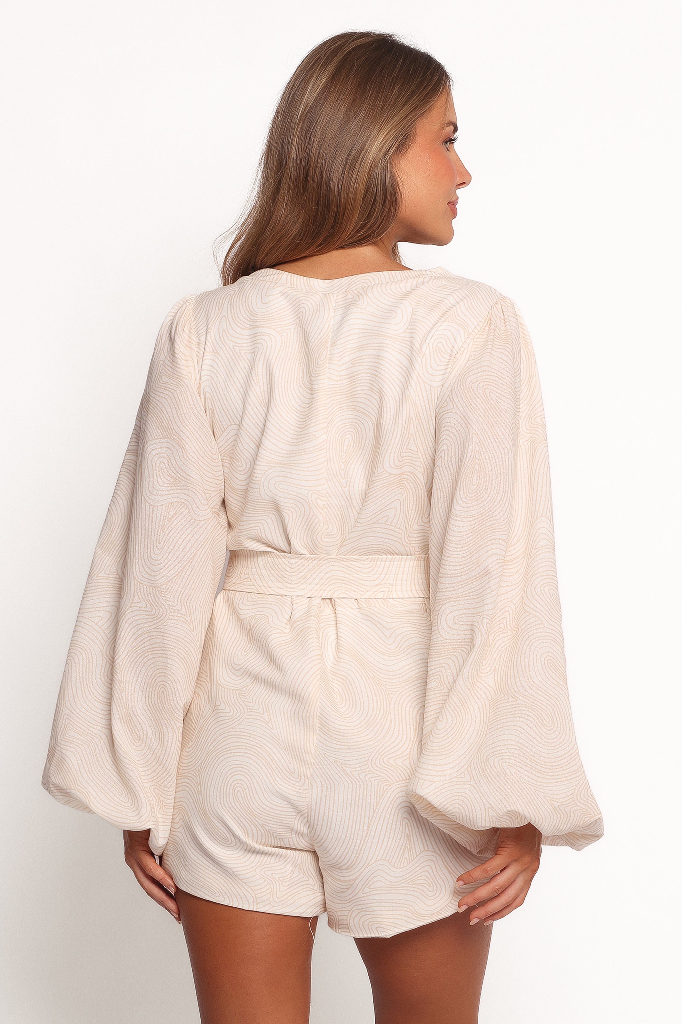 Cassian Belted Playsuit - Tan Swirl
