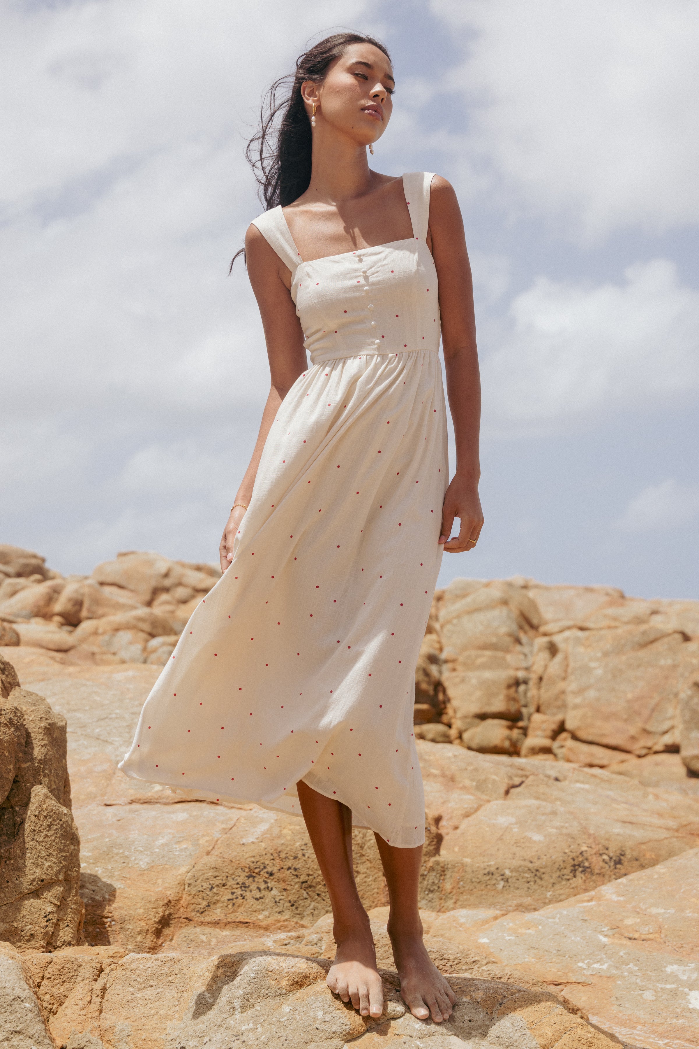 Caty Maxi Dress - Red Polka Dot