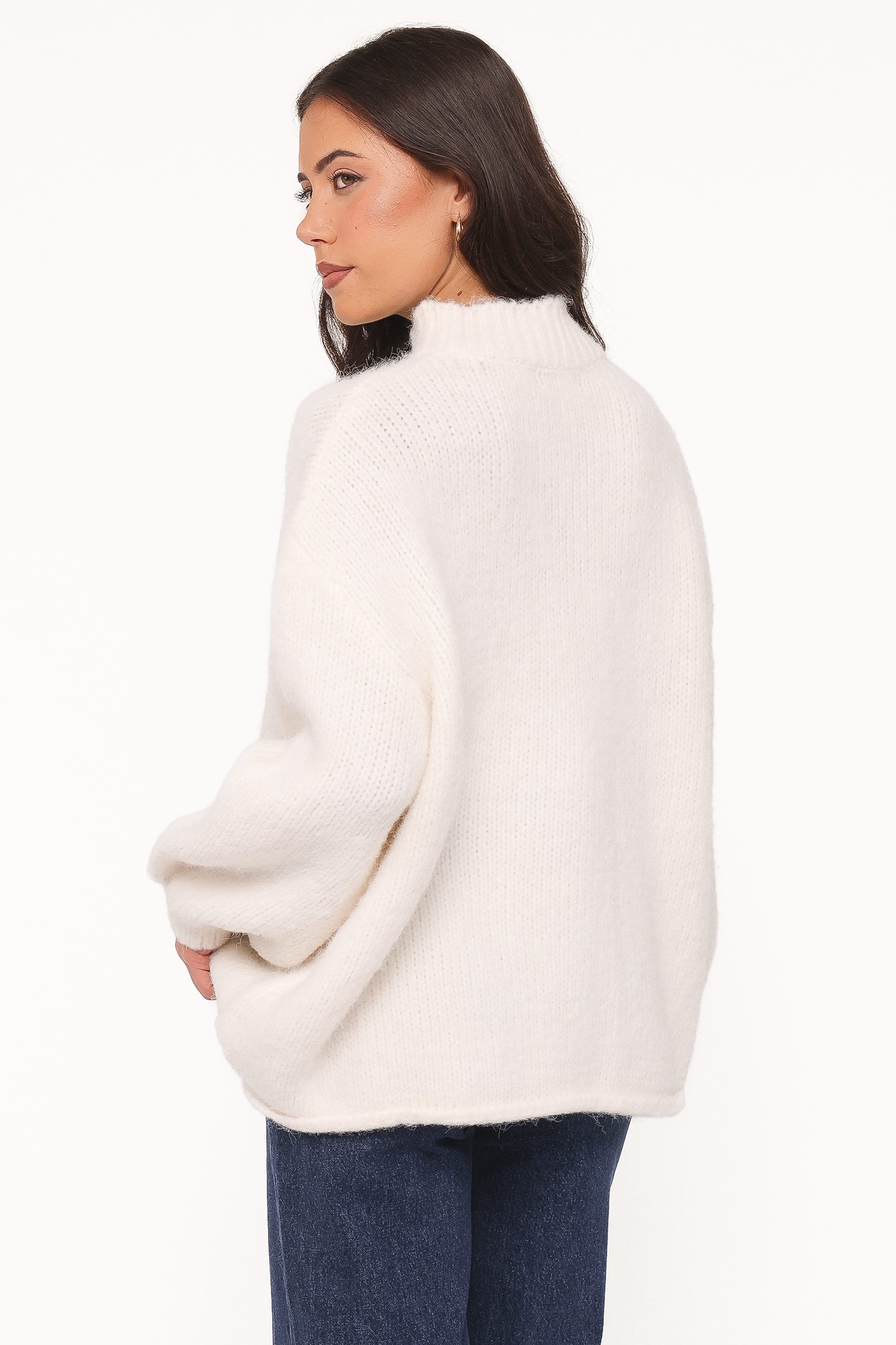Cinzia Mockneck Knit Sweater - Cream